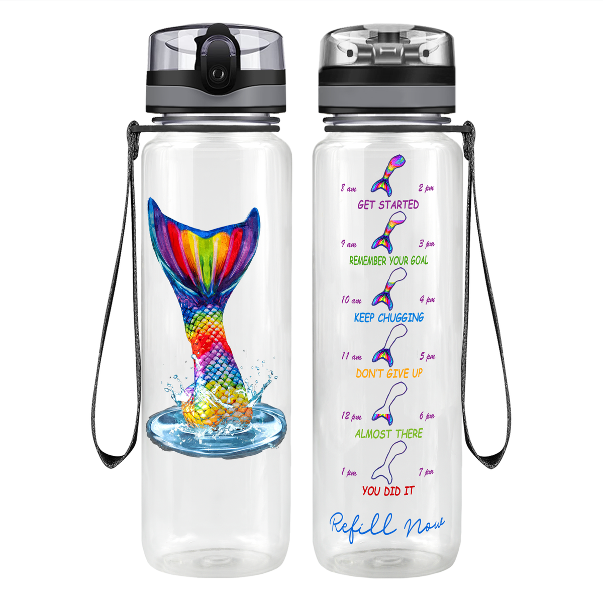 Personalized Mermaid Tail Motivational Tracking Water Bottle