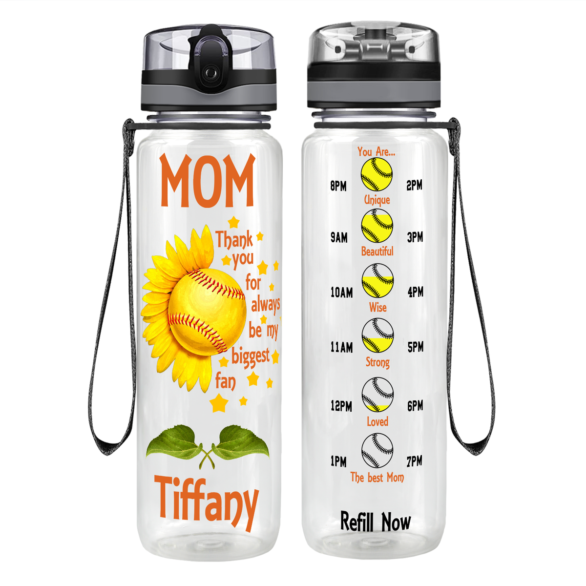Thank you for Always be my Biggest Fan on 32 oz Motivational Tracking Water Bottle