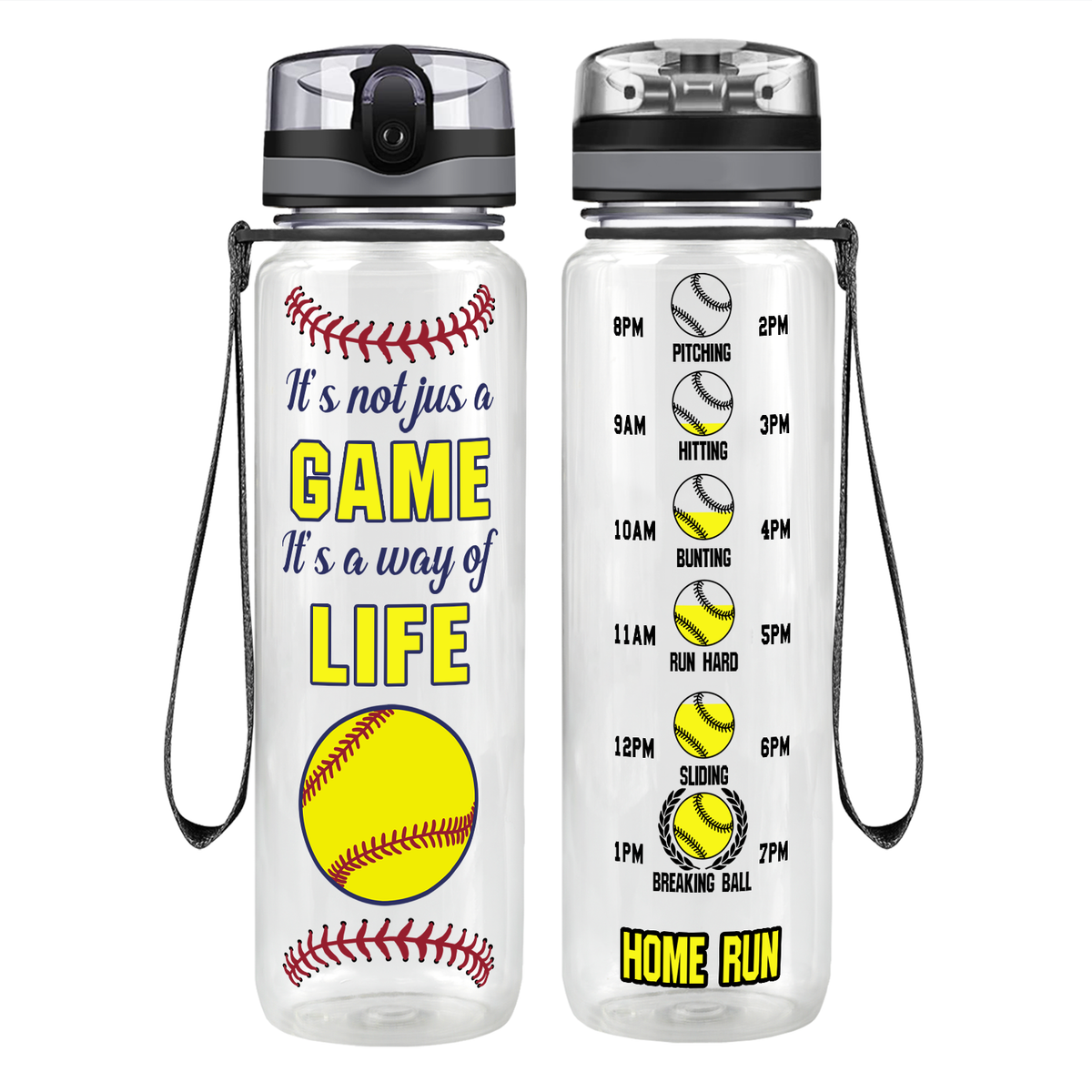 It's Not Just a Game It's a Way of Life on 32 oz Motivational Tracking Water Bottle