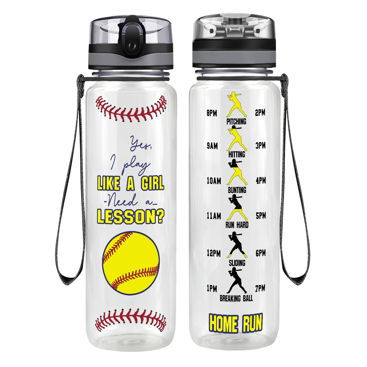 Yes, I Play Like a Girl on 32 oz Motivational Tracking Water Bottle
