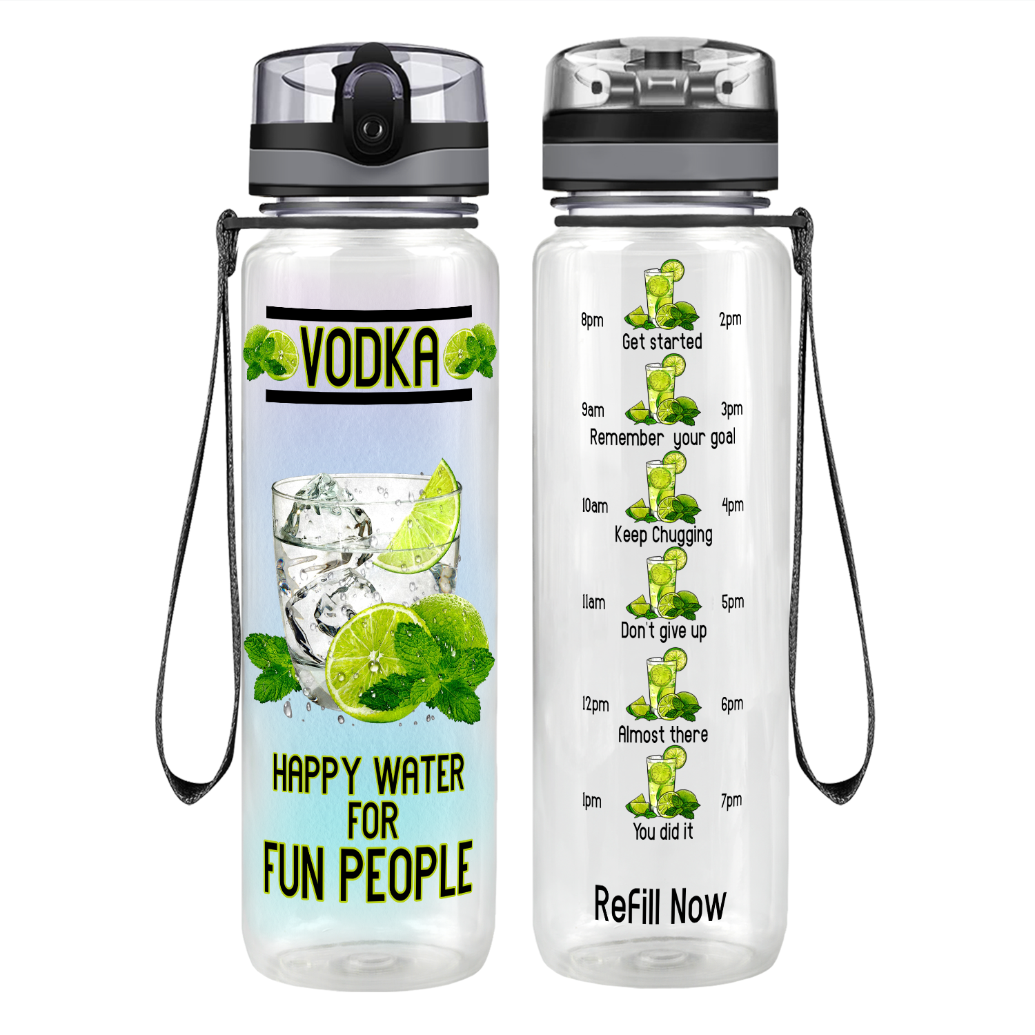 Vodka Happy Water Motivational Tracking Water Bottle