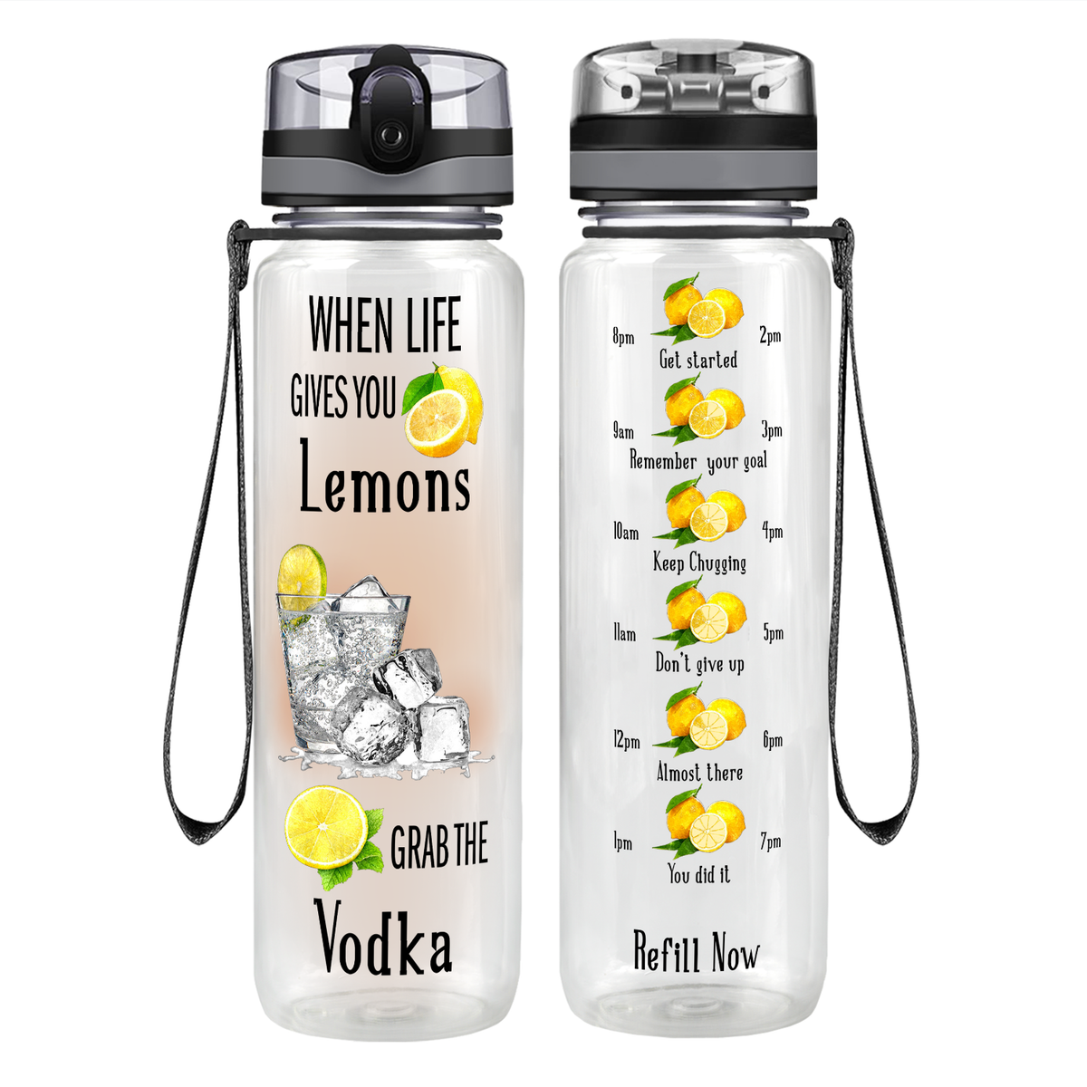 Grab the Vodka on 32 oz Motivational Tracking Water Bottle