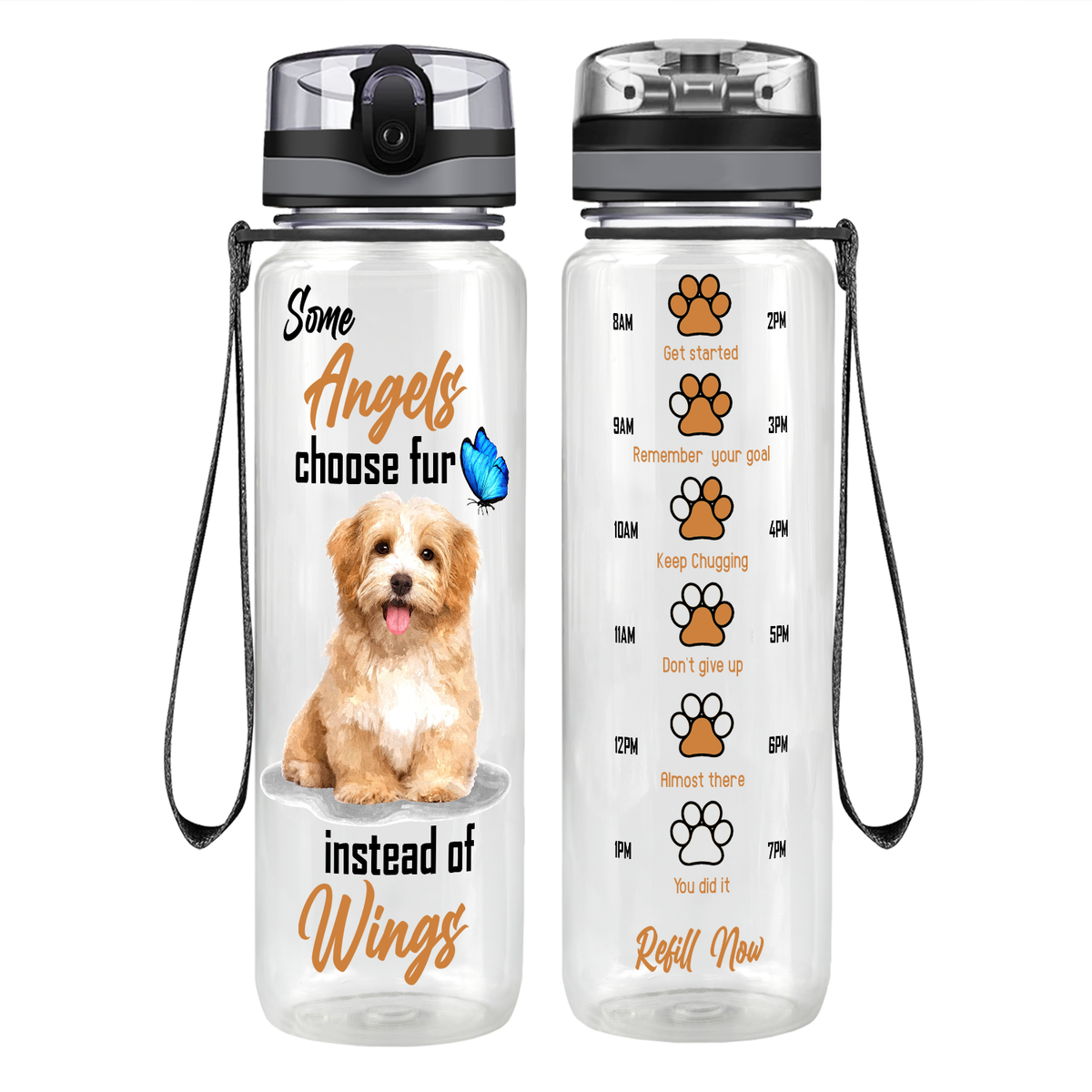 Some Angels Choose Fur Instead of Wings Golden Retriever on 32 oz Motivational Tracking Water Bottle