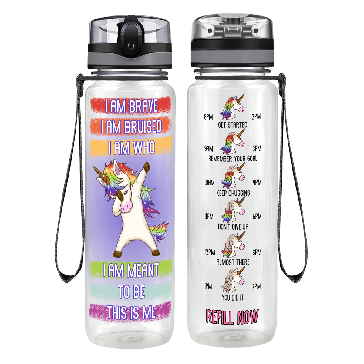 I Am Brave I Am Bruised I Am Who Motivational Tracking Water Bottle