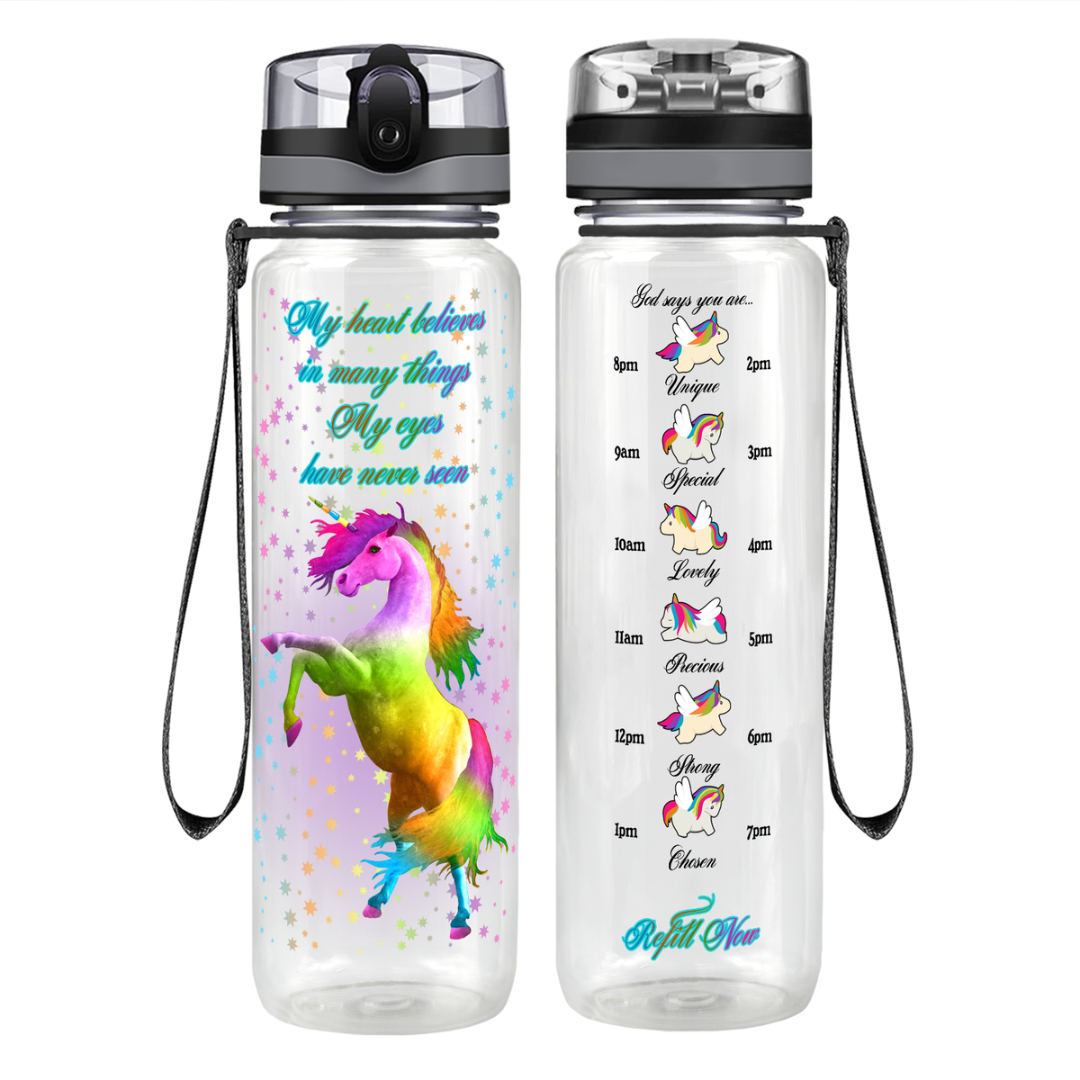 My Heart Believes In Many Things Motivational Tracking Water Bottle