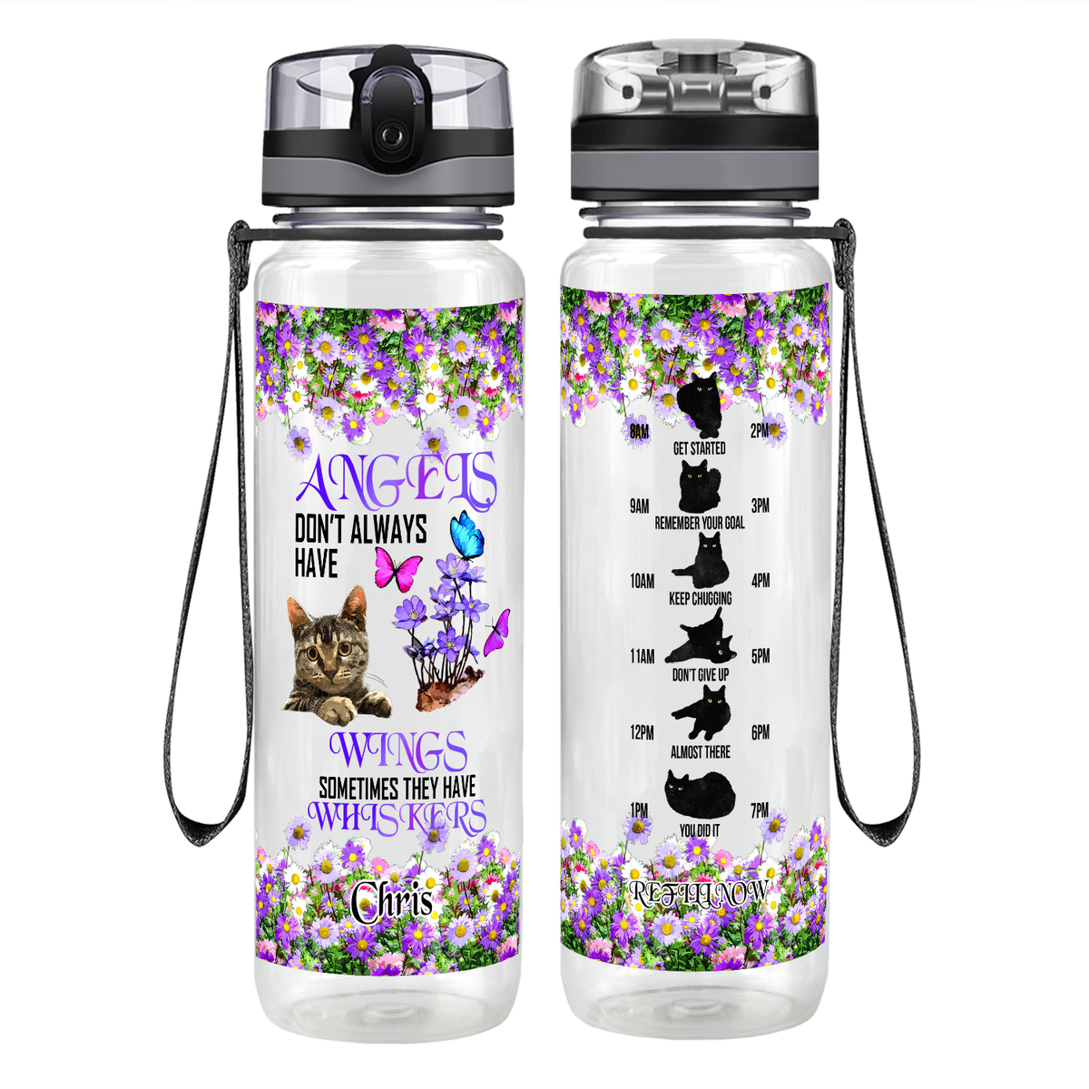 Personalized Sometimes They Have Whiskers Motivational Tracking Water Bottle