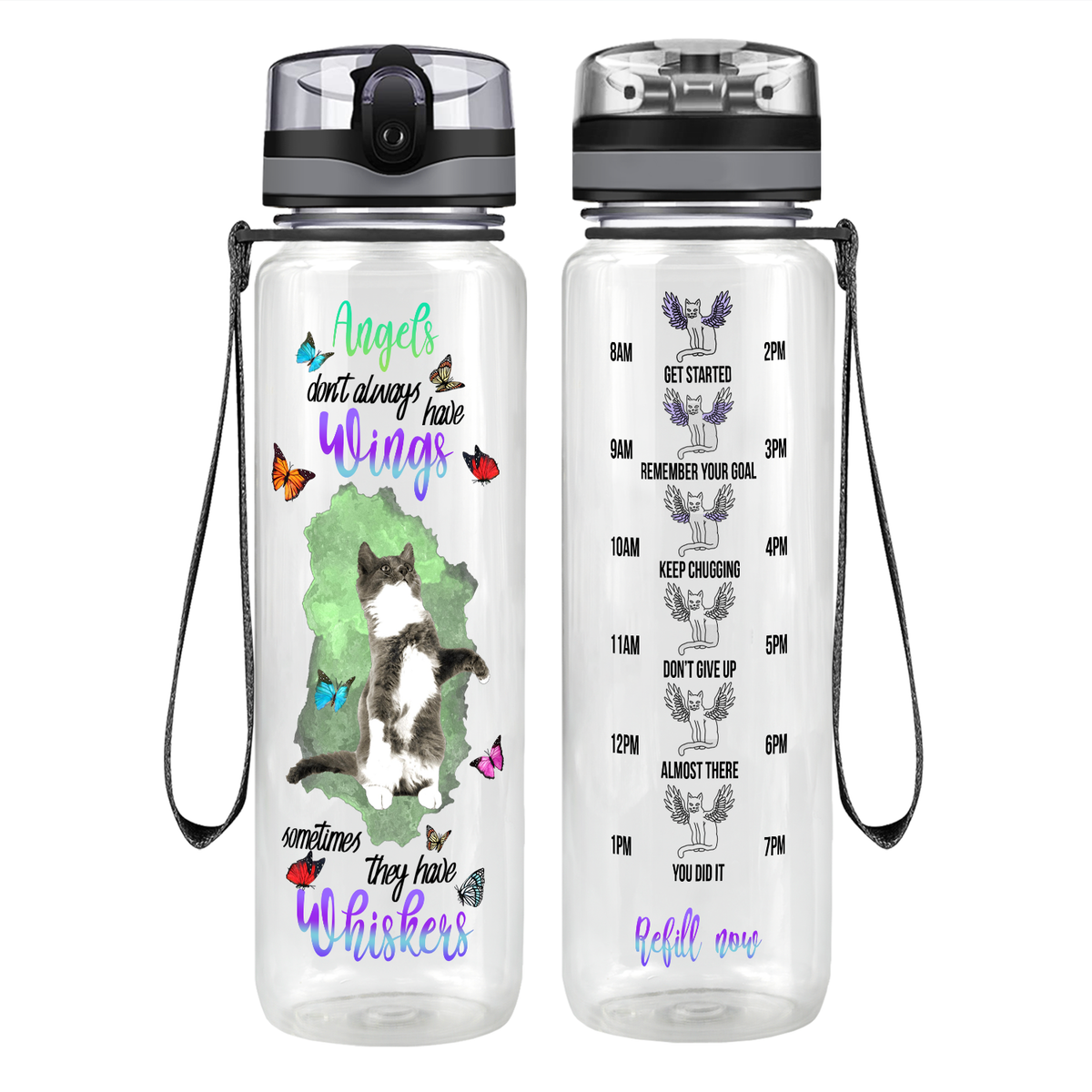 Angels Don't Always Have Wings Motivational Tracking Water Bottle