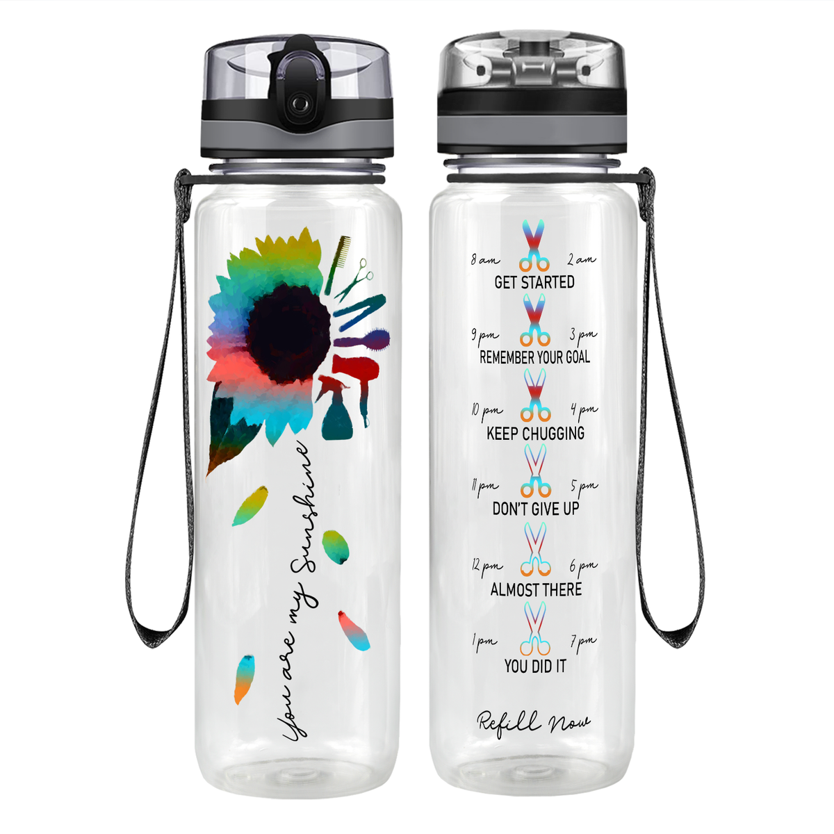 Hairstylist You Are My Sunshine Motivational Tracking Water Bottle