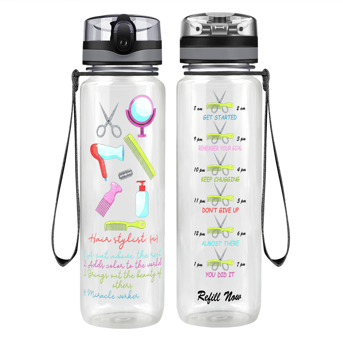 Hairstylist Miracle Worker on 32 oz Motivational Tracking Water Bottle