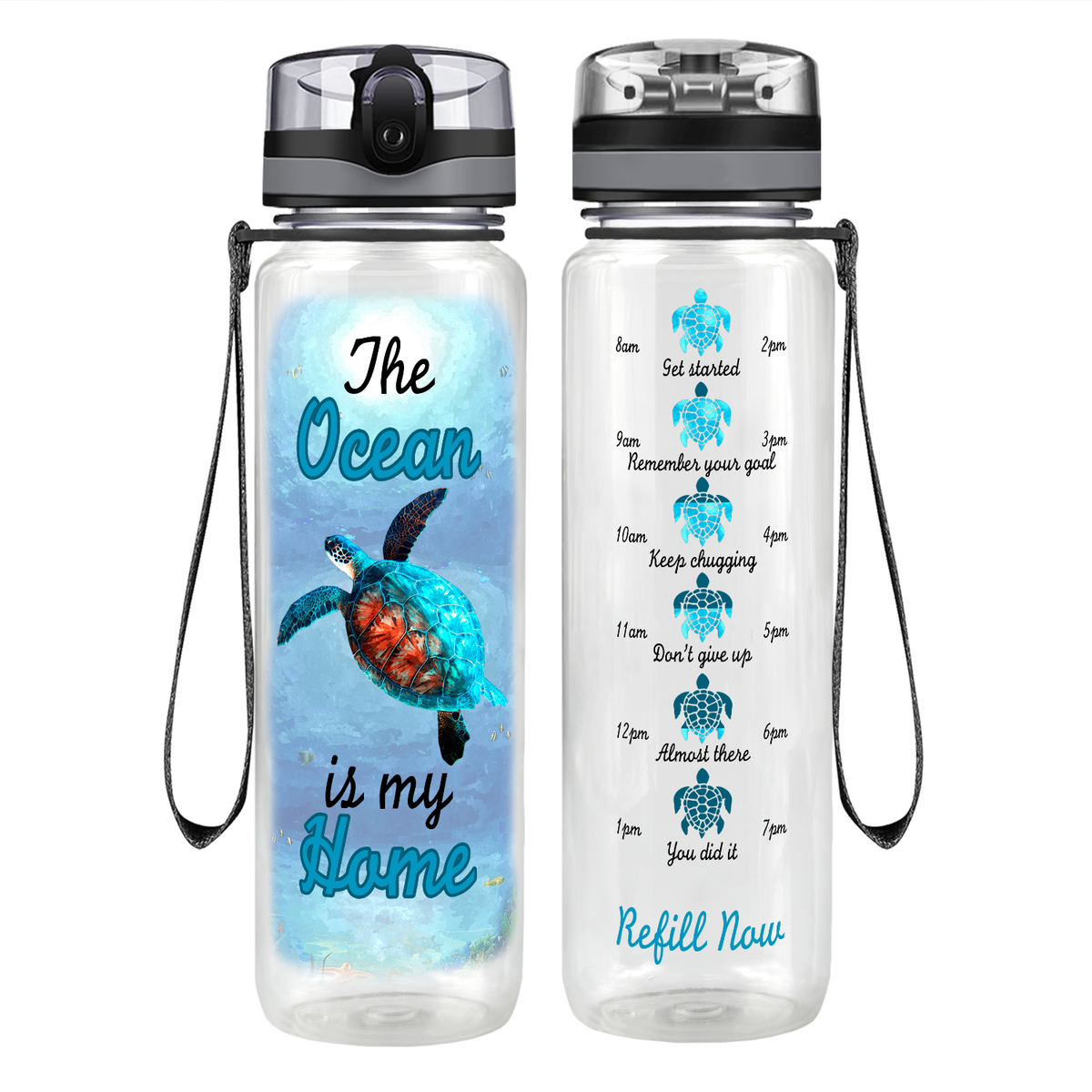 The Ocean Is My Home Motivational Tracking Water Bottle