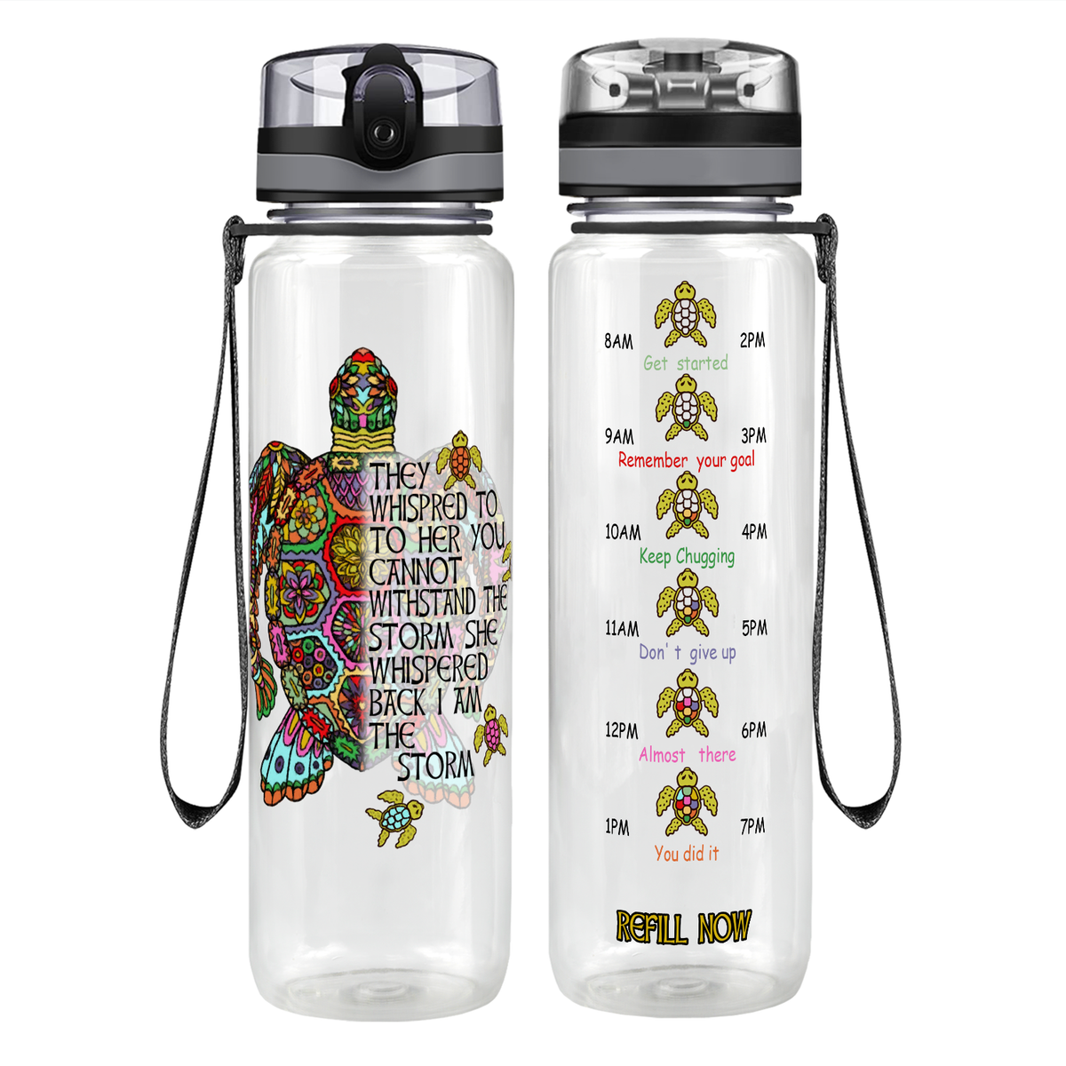 Turtle I am The Storm Motivational Tracking Water Bottle