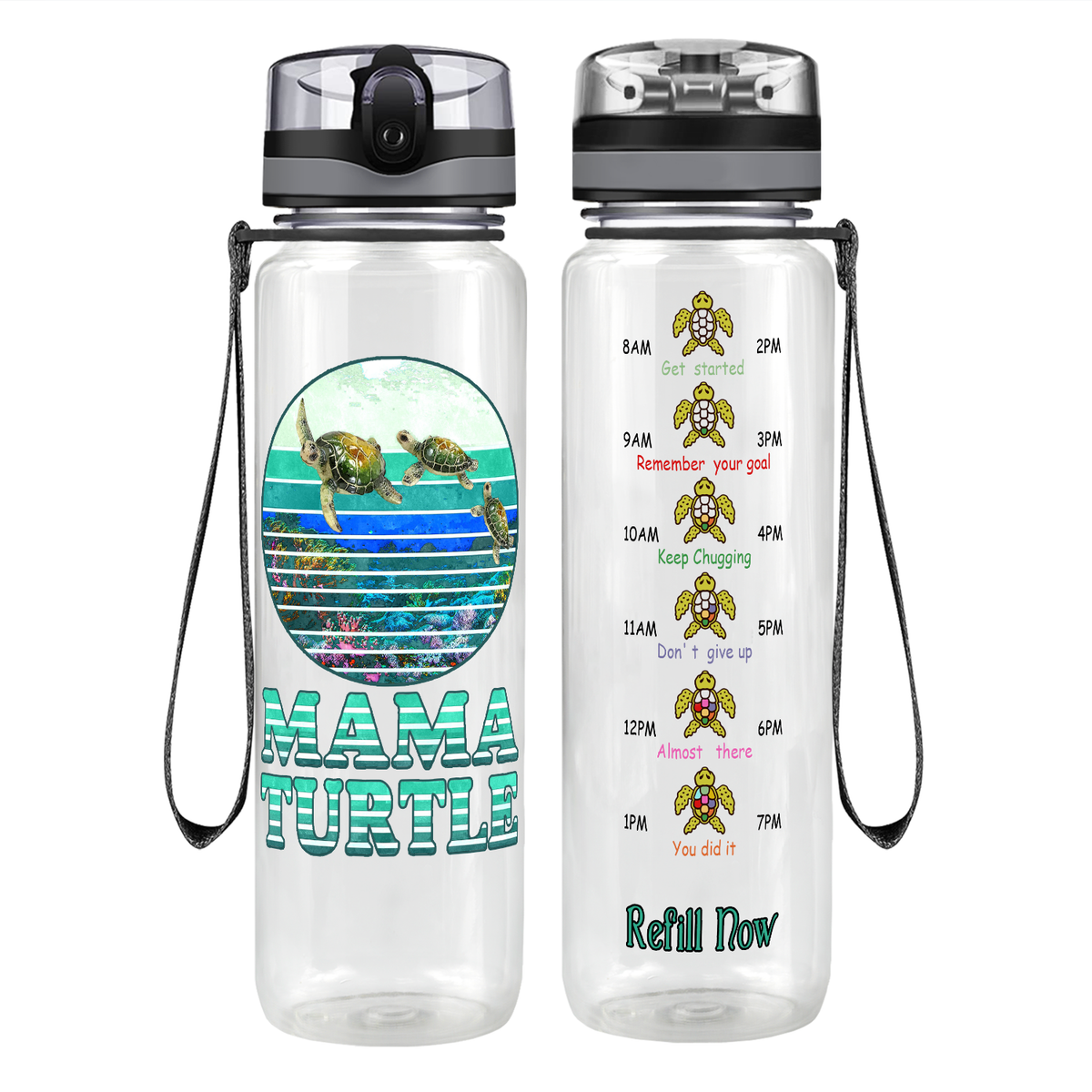 Mama Turtle Motivational Tracking Water Bottle
