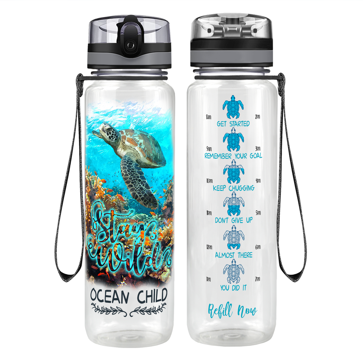 Stay Wild Ocean Child Motivational Tracking Water Bottle