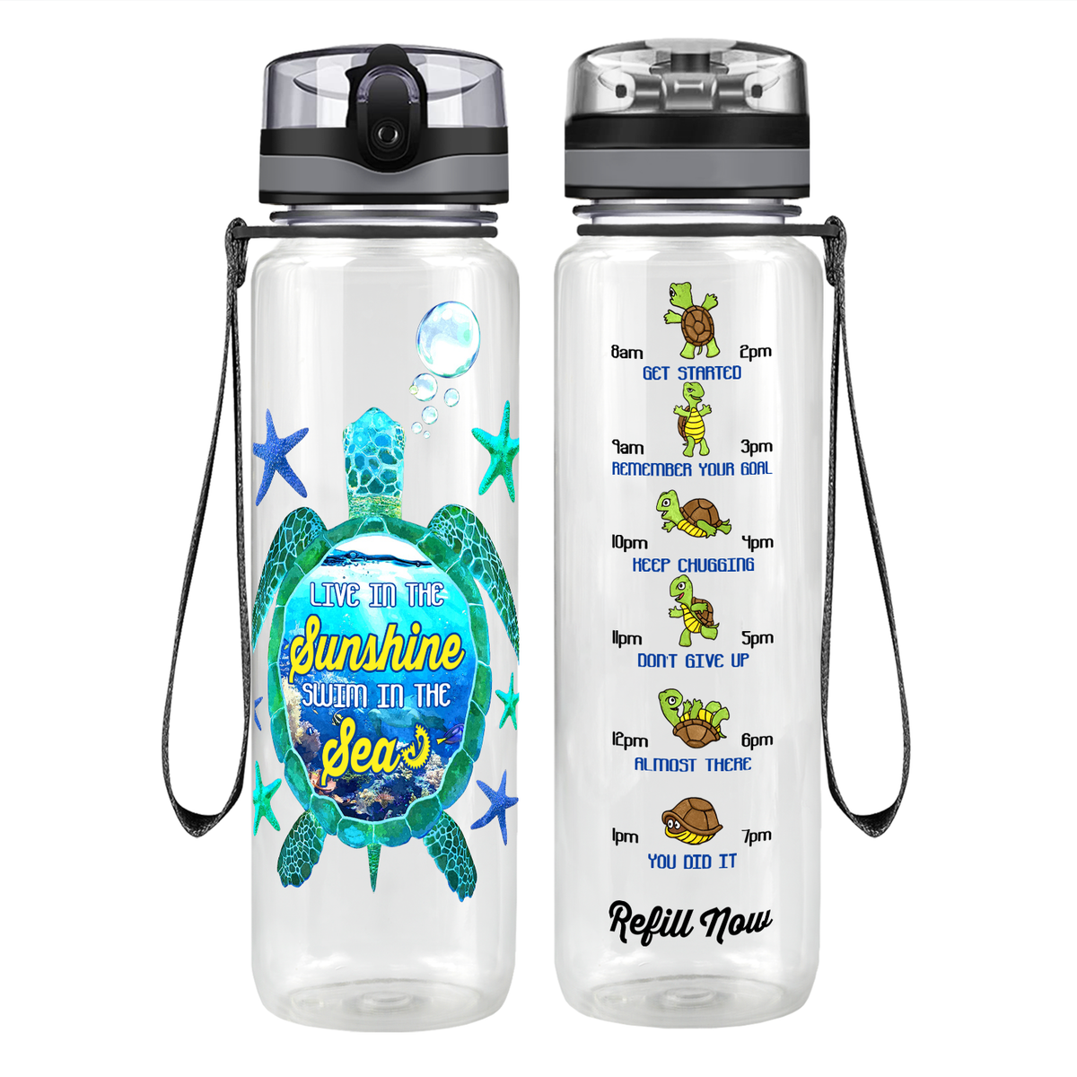 Live In The Sunshine Swim in The Sea Motivational Tracking Water Bottle