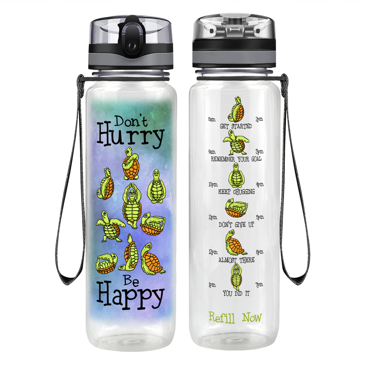 Don't Hurry Be Happy Motivational Tracking Water Bottle