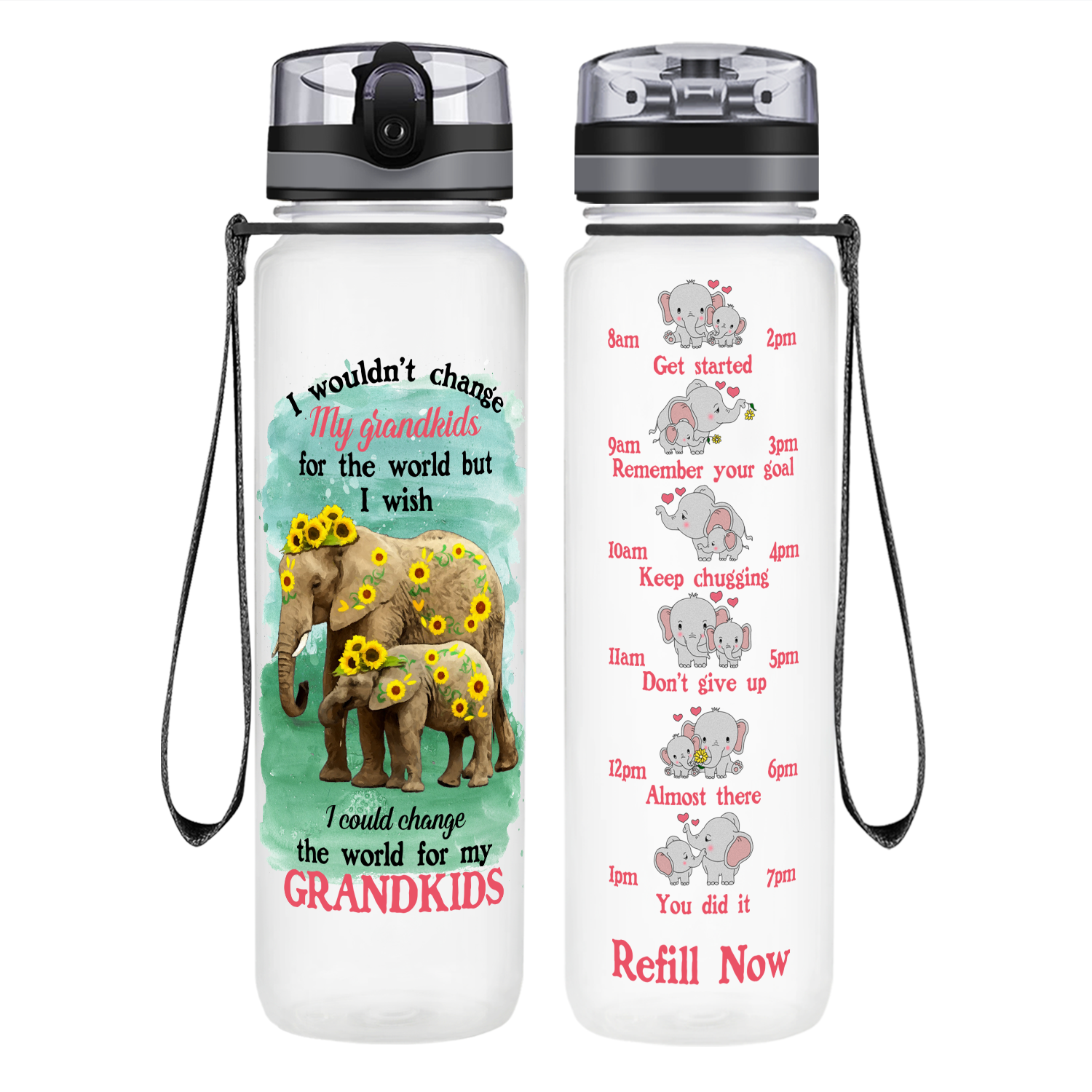 Change The World for My Grandkids on 32 oz Motivational Tracking Water Bottle