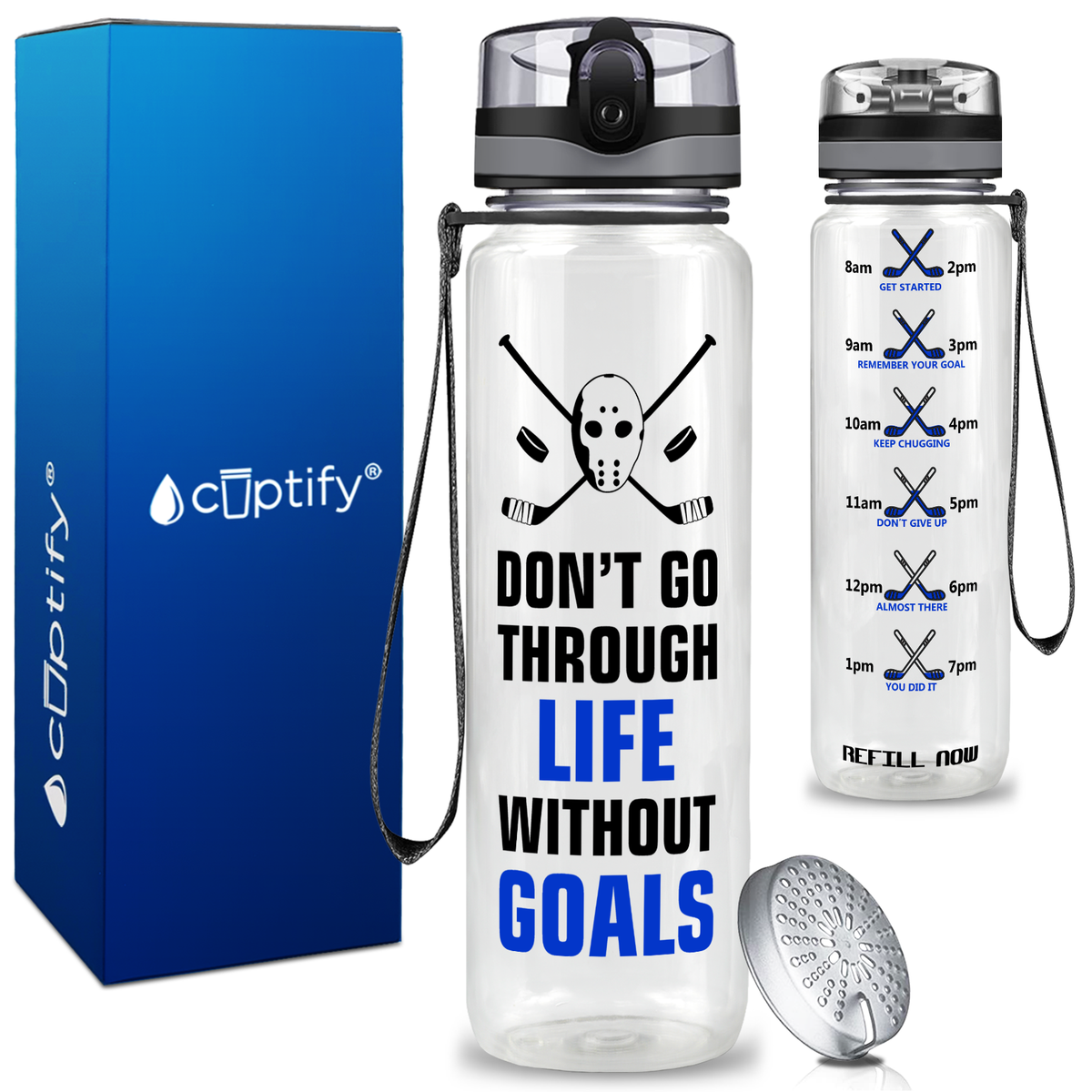 Personalized Dont Go Through Life on 32 oz Motivational Tracking Water Bottle