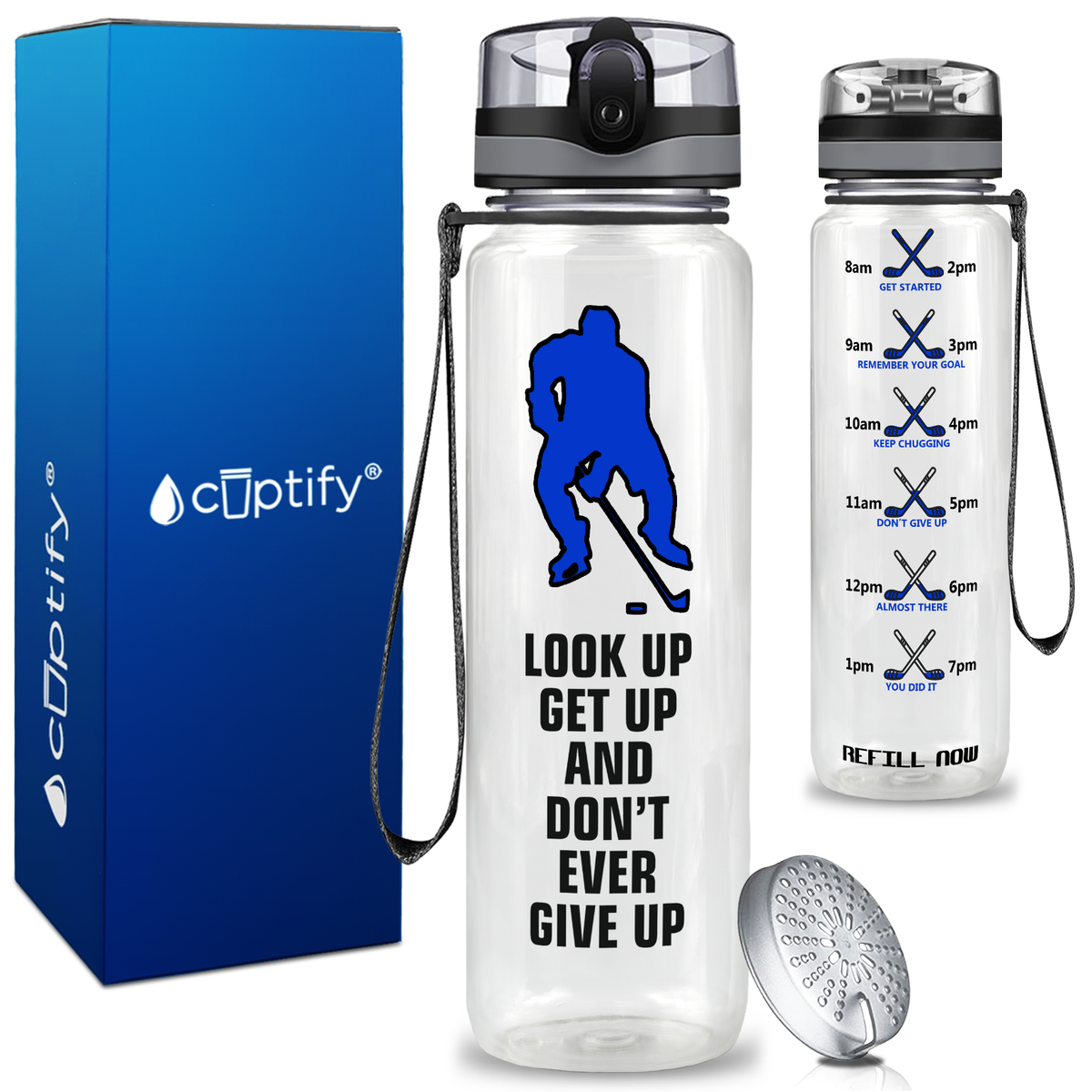 Personalized Look up Get Up on 32 oz Motivational Tracking Water Bottle