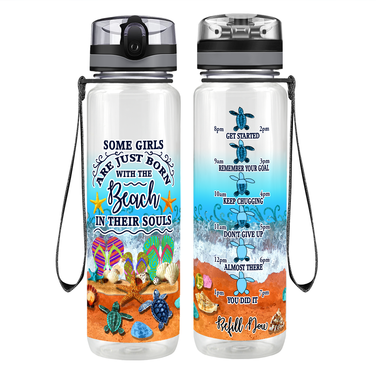 Personalized Beach in Their Souls Motivational Tracking Water Bottle