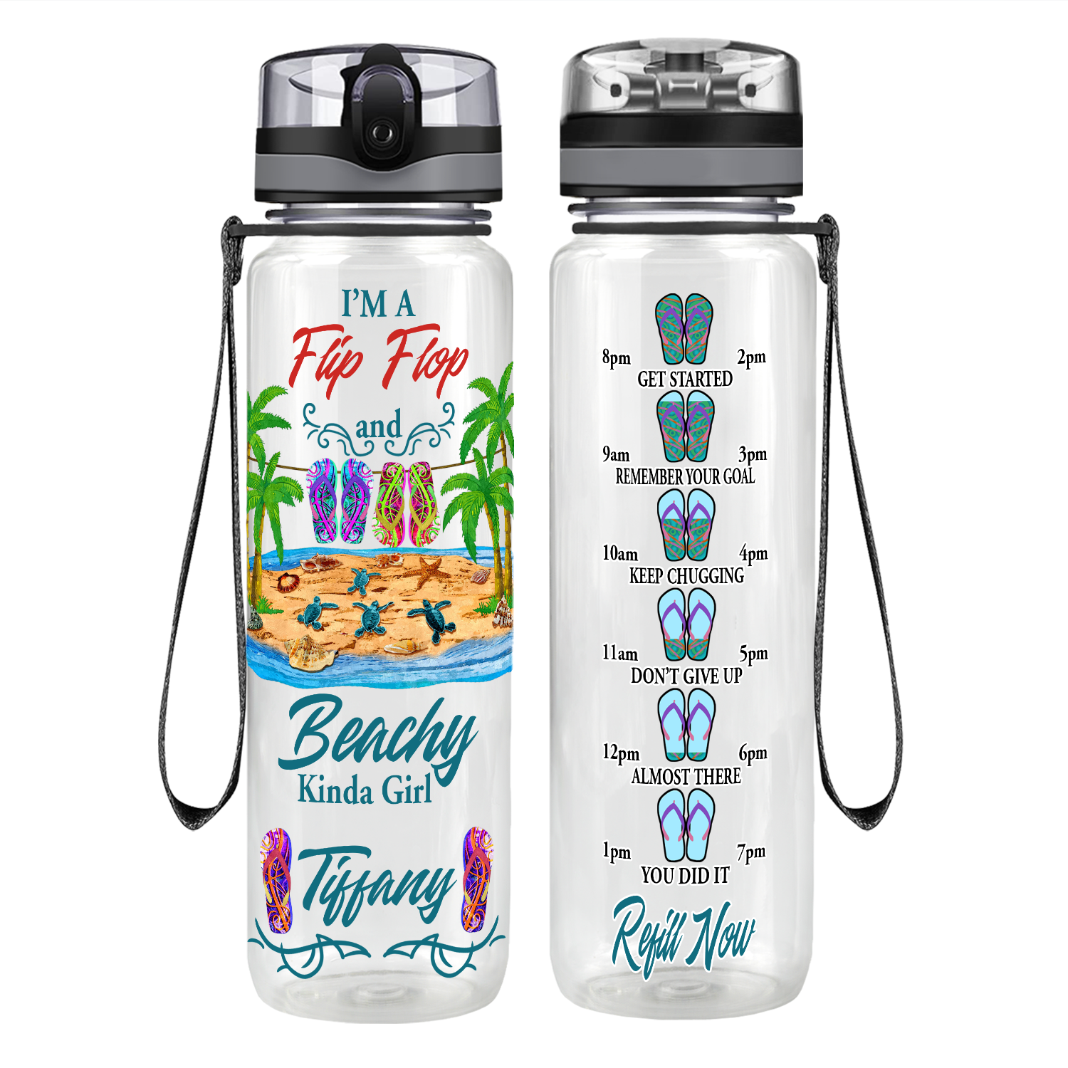 Personalized Beachy Kinda Girl Motivational Tracking Water Bottle