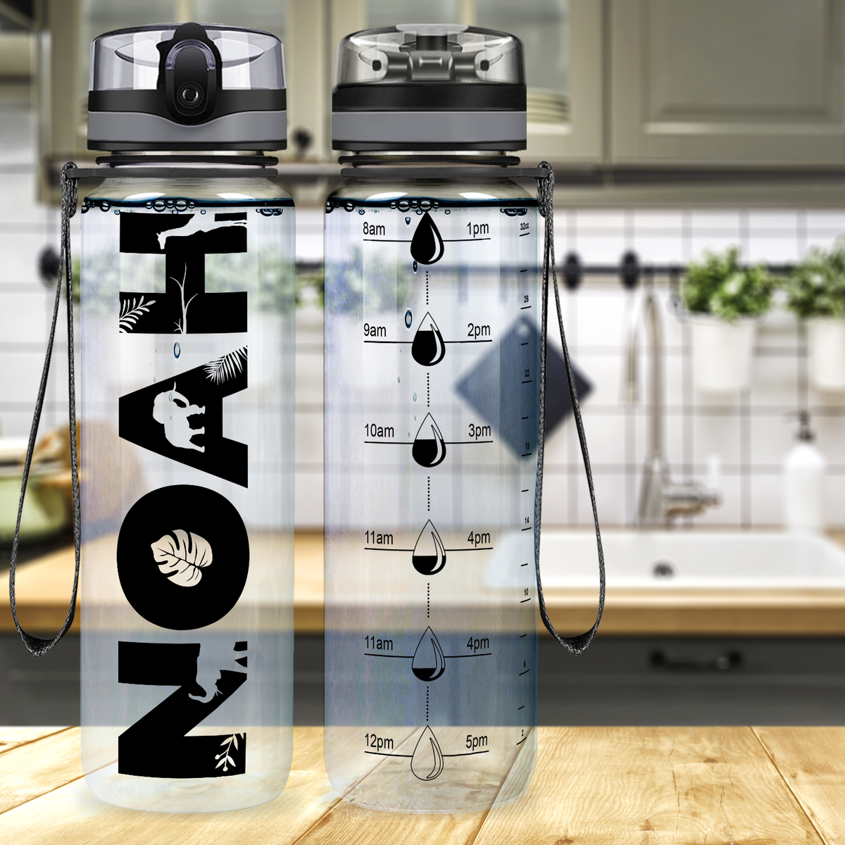 Kids Personalized 32 oz Motivational Tracking Water Bottle