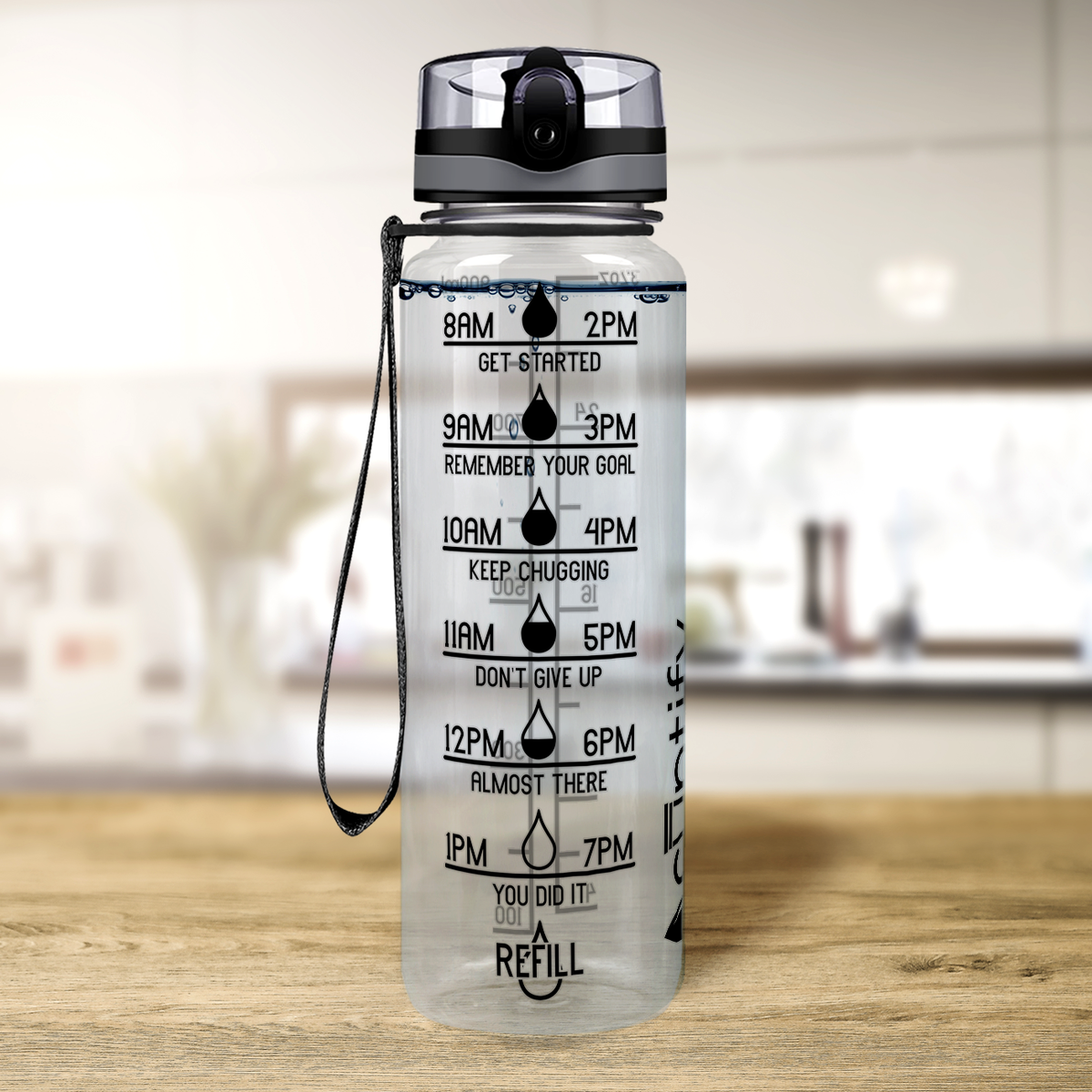 Cuptify Clear Gloss 32 oz Motivational Water Bottle