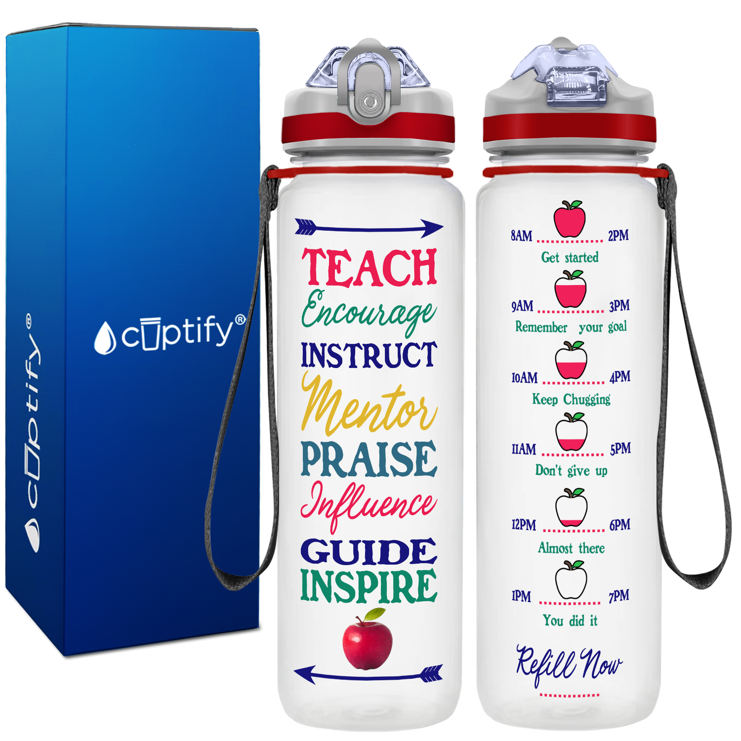 Teach Encourage Instruct on 32 oz Water Bottle with Straw Lid