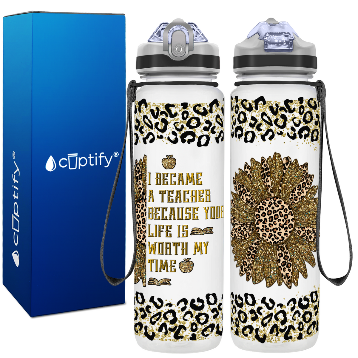 I Became a Teacher on 32 oz Water Bottle with Straw Lid