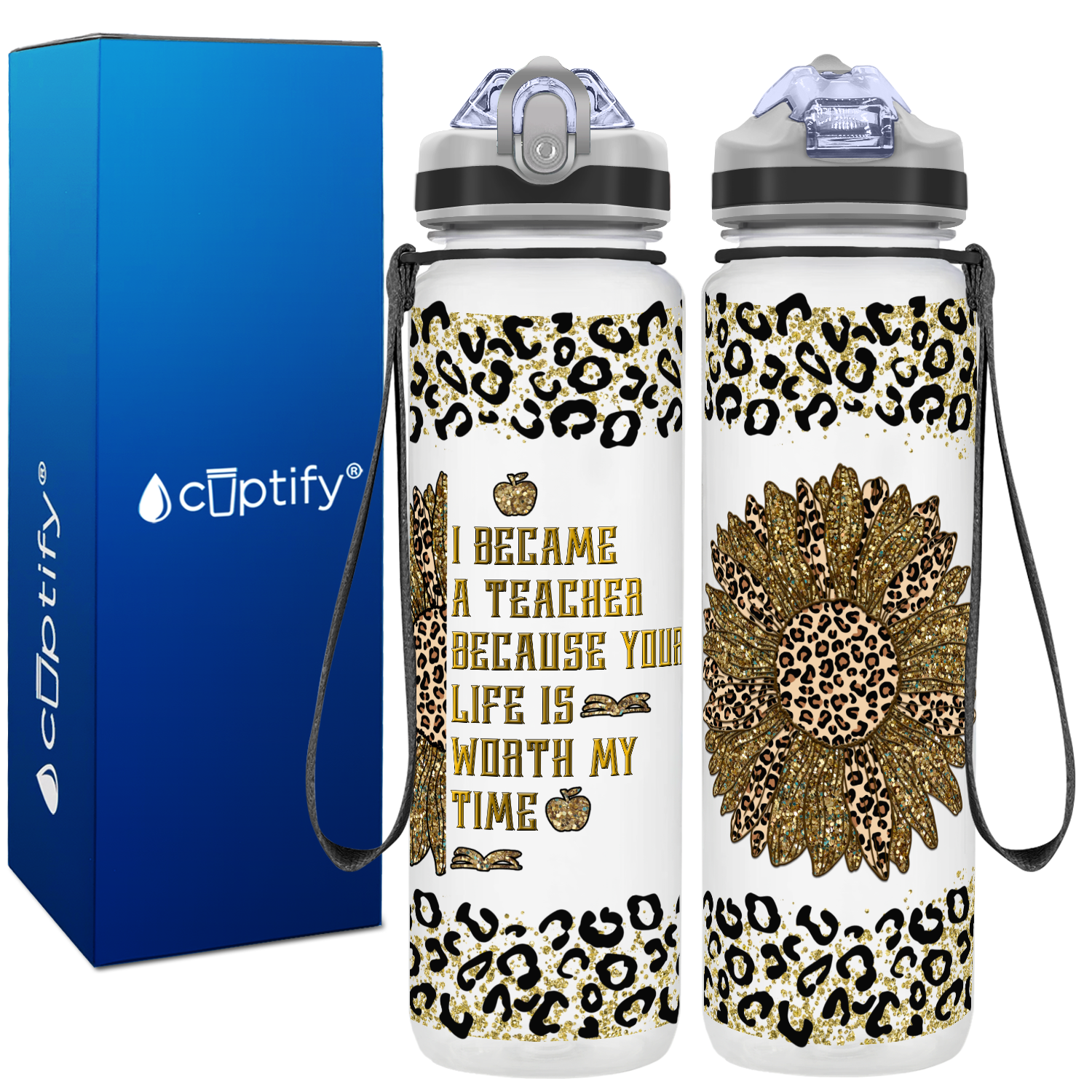 I Became a Teacher on 32 oz Water Bottle with Straw Lid