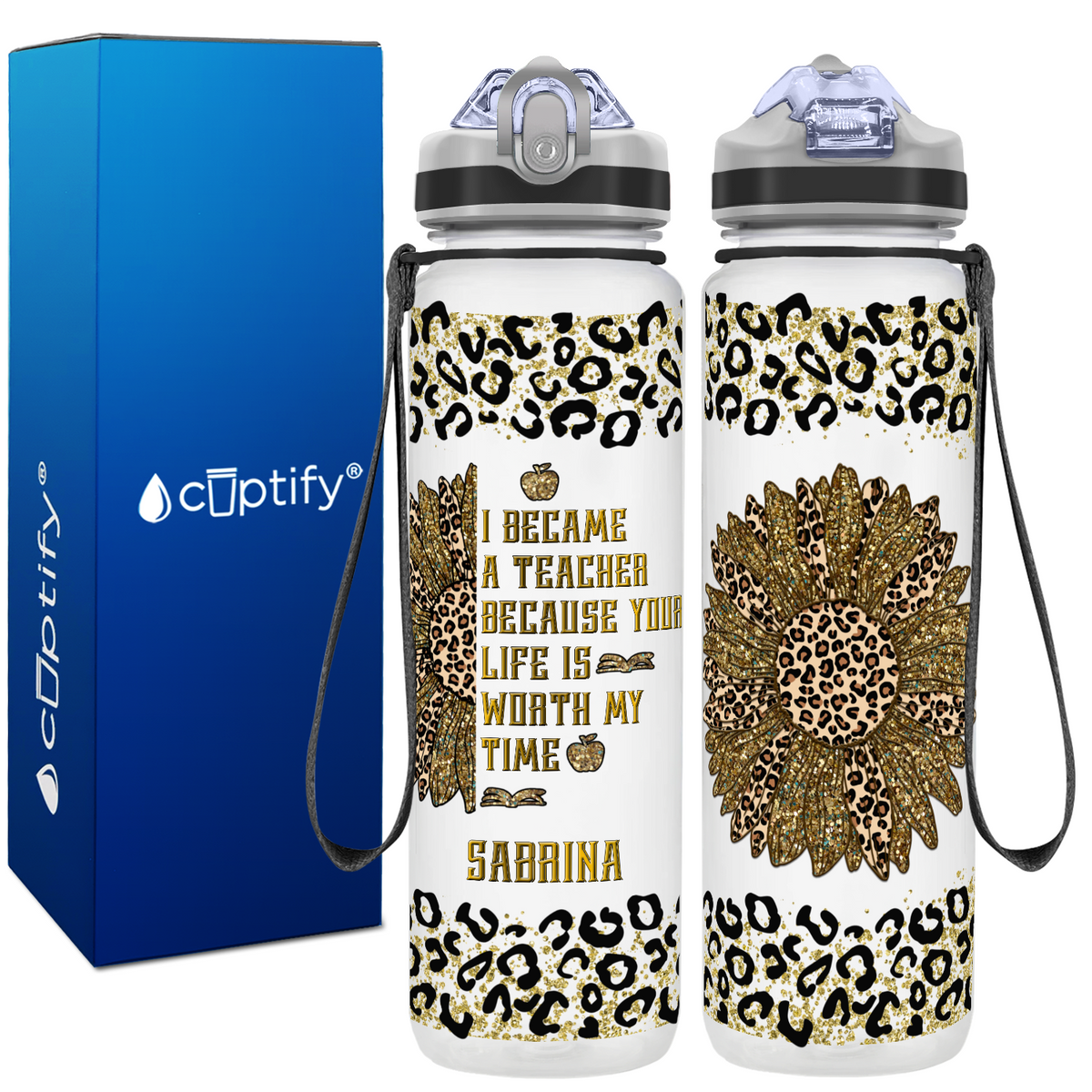 Personalized I Became a Teacher on 32 oz Water Bottle with Straw Lid