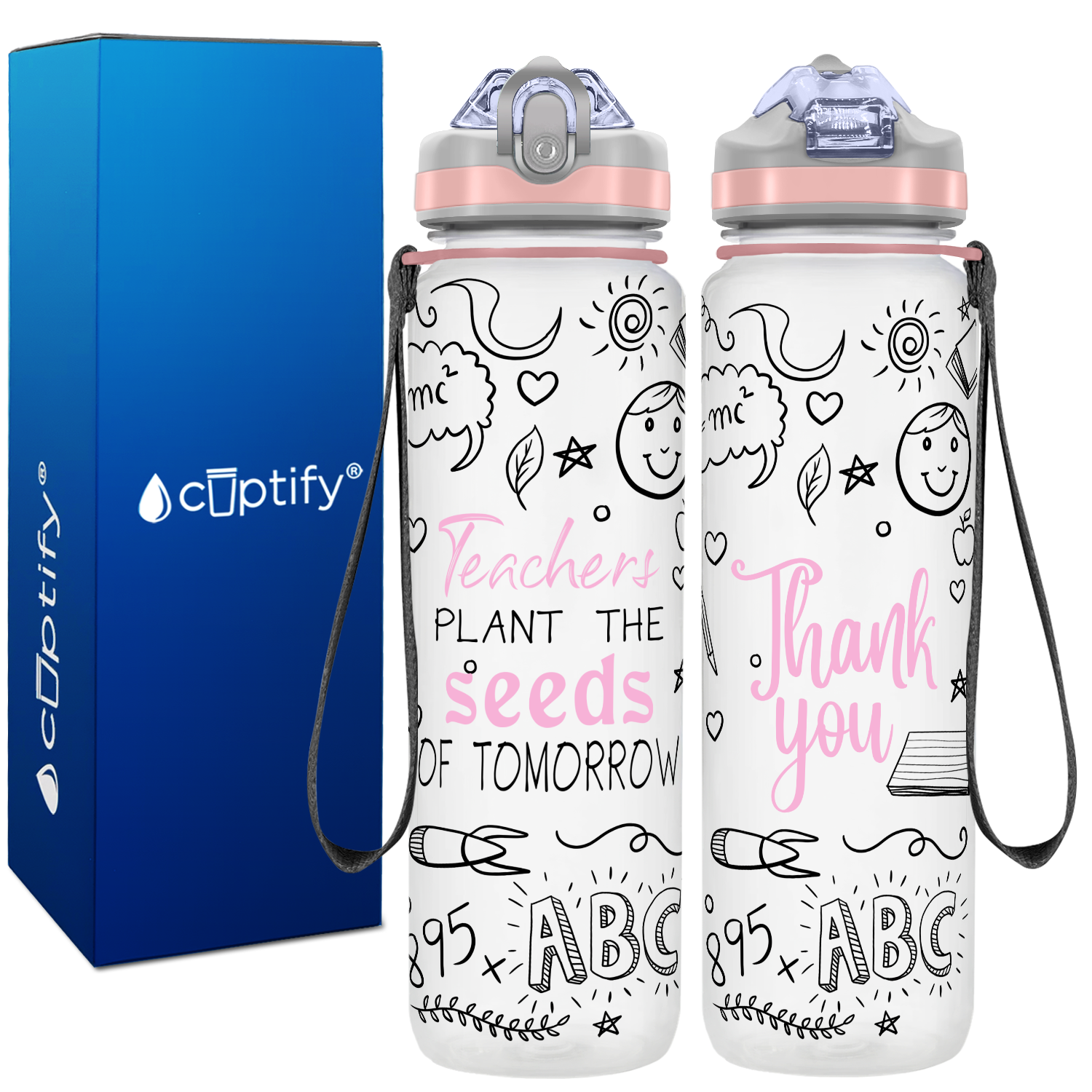 Teachers Plant The Seeds of Tomorrow on 32 oz Water Bottle with Straw Lid