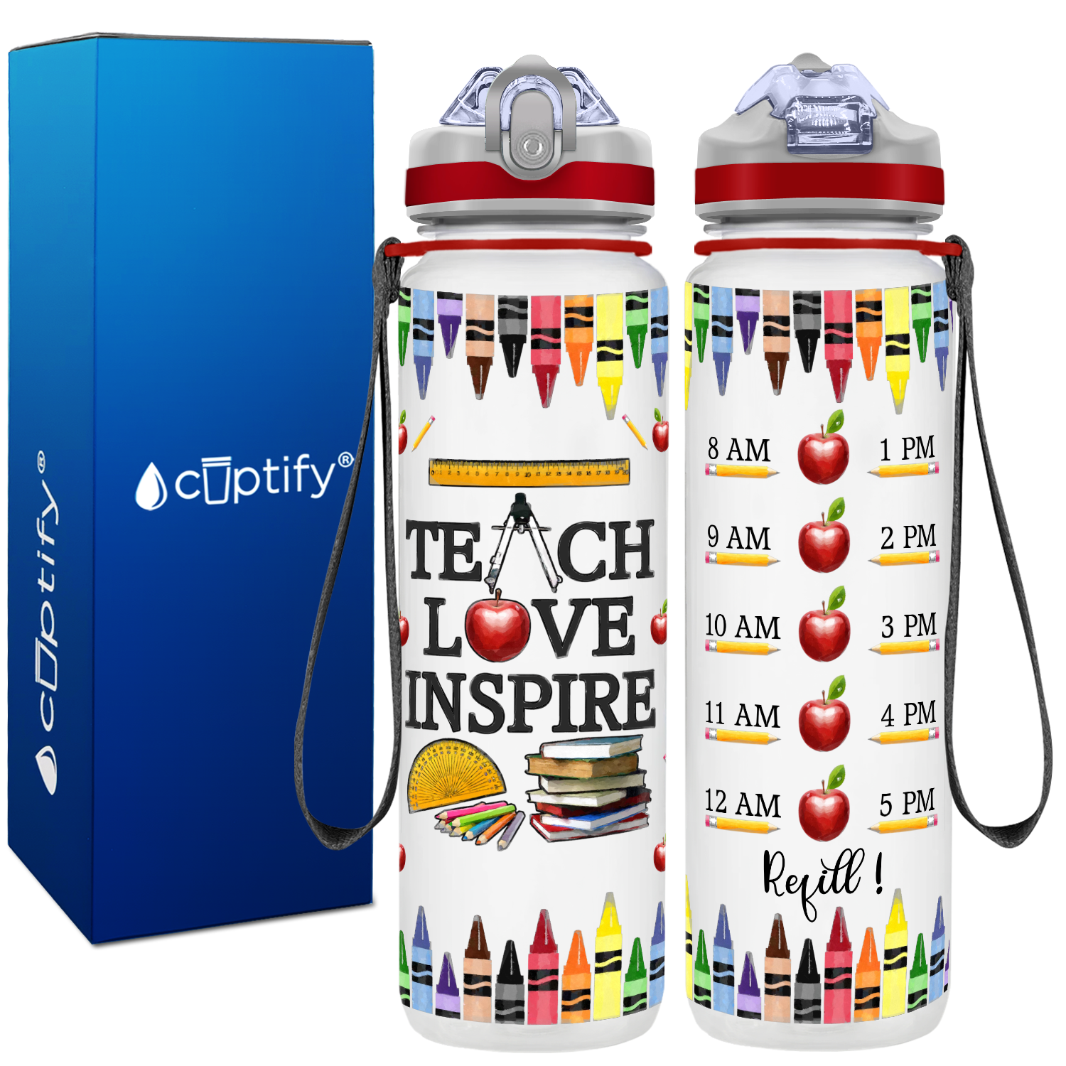 Teach Love Inspire on 32 oz Water Bottle with Straw Lid