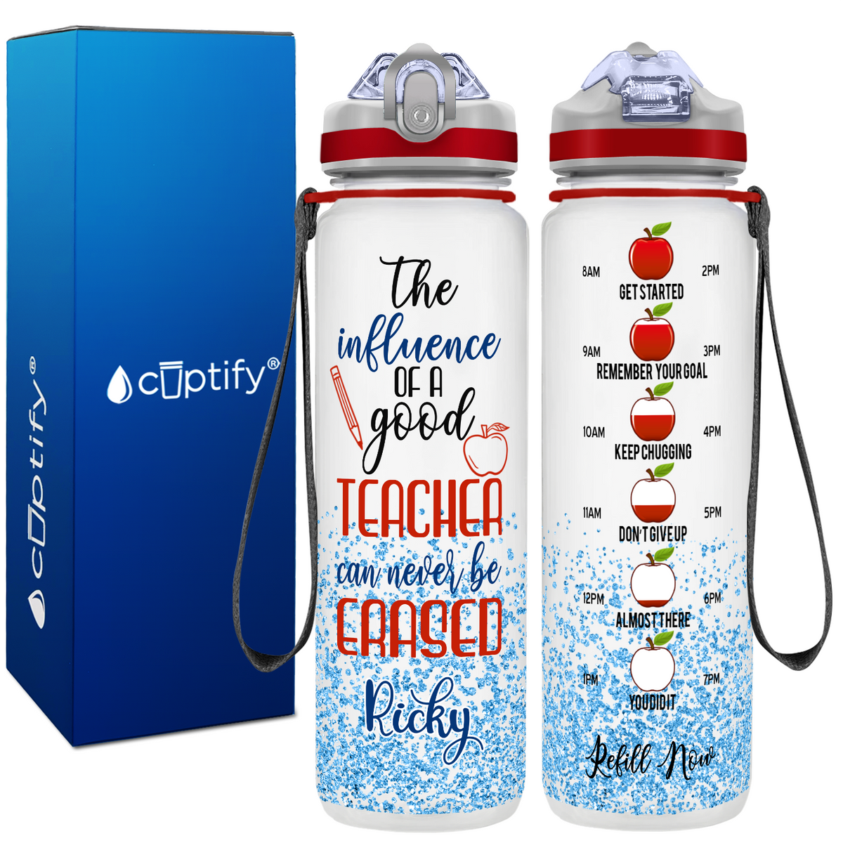 Personalized Good Teacher on 32 oz Water Bottle with Straw Lid
