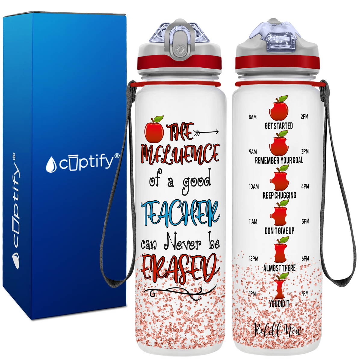 Influence of a Good Teacher Apples on 32 oz Water Bottle with Straw Lid