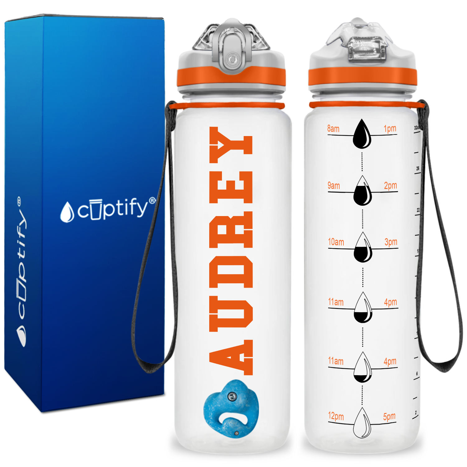 Personalized Wall Climbing on 32 oz Motivational Tracking Water Bottle