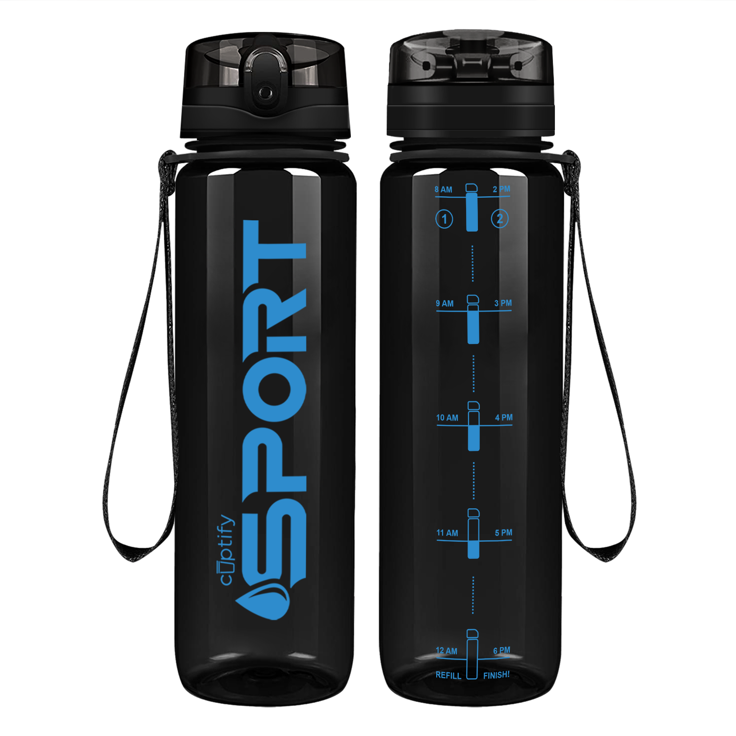 Cuptify Black with Blue Sport Water Bottle