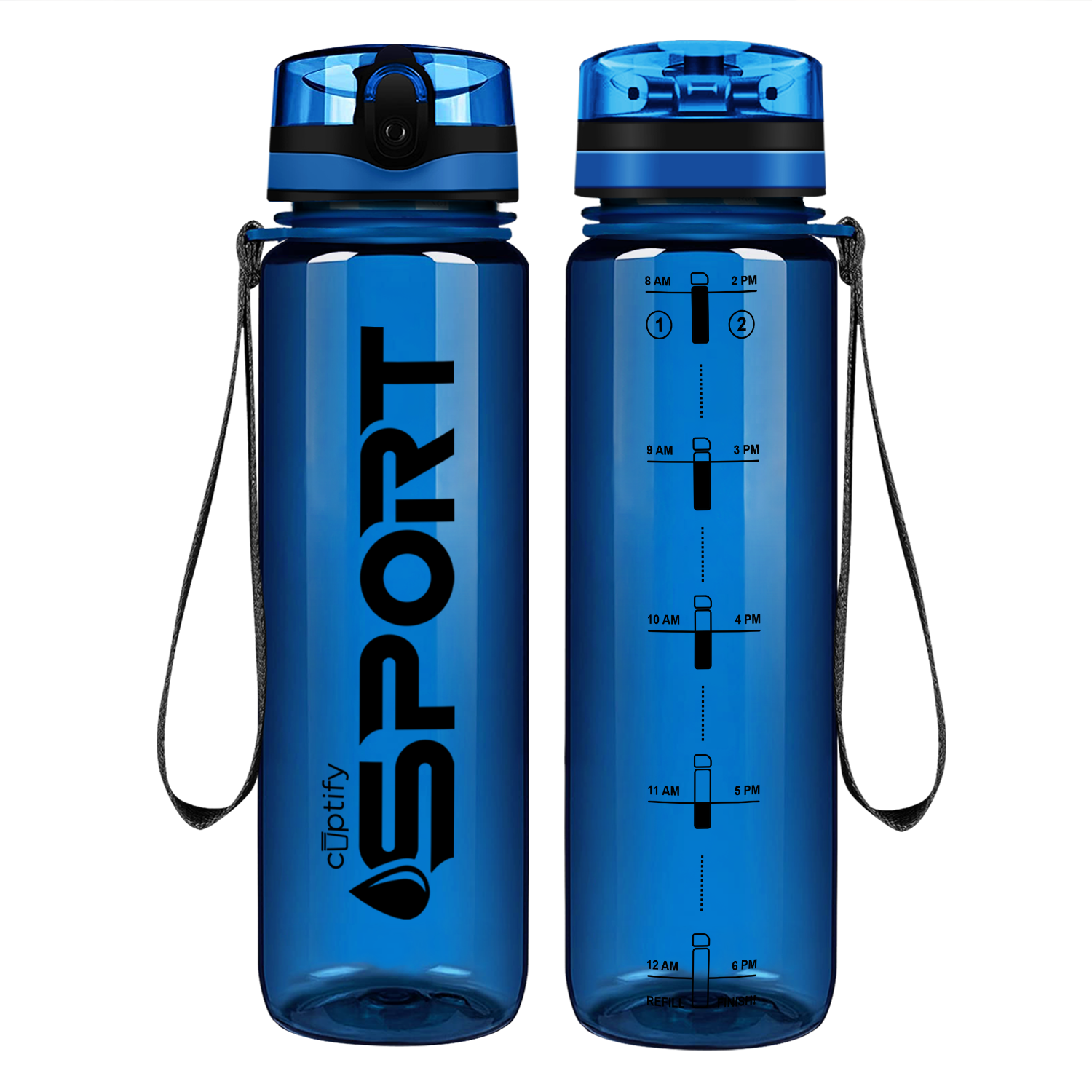 Cuptify Blue with Black Sport Water Bottle