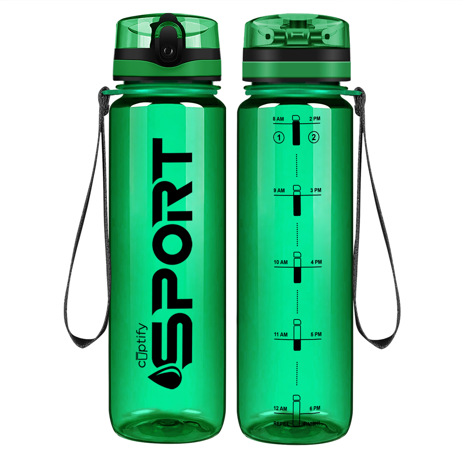 Cuptify Green with Black Sport Water Bottle