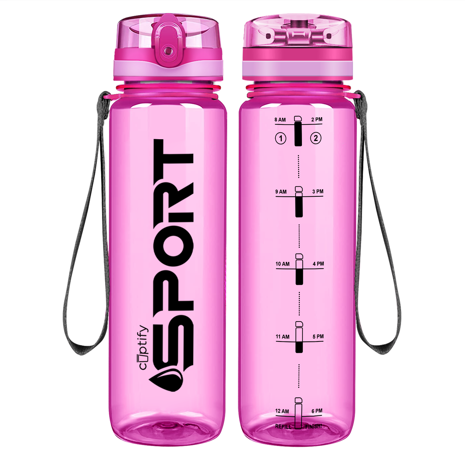 Cuptify Pink with Black Sport Water Bottle