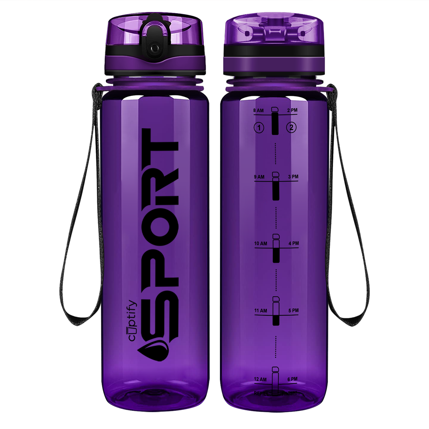 Cuptify Purple with Black Sport Water Bottle