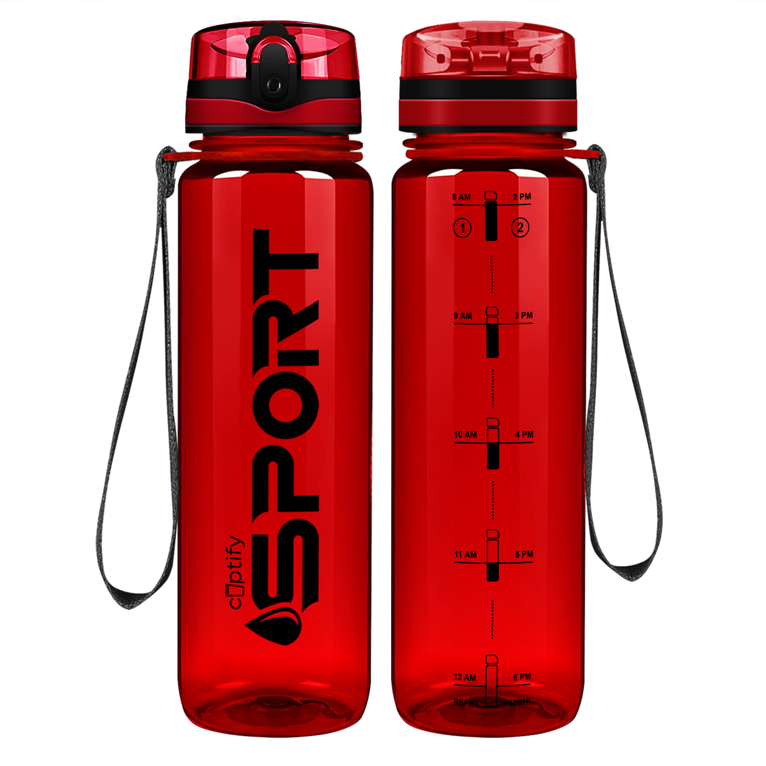 Cuptify Red with Black Sport Water Bottle