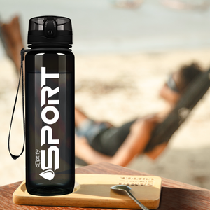 Black with White 32oz Tritan™ Sport Water Bottle