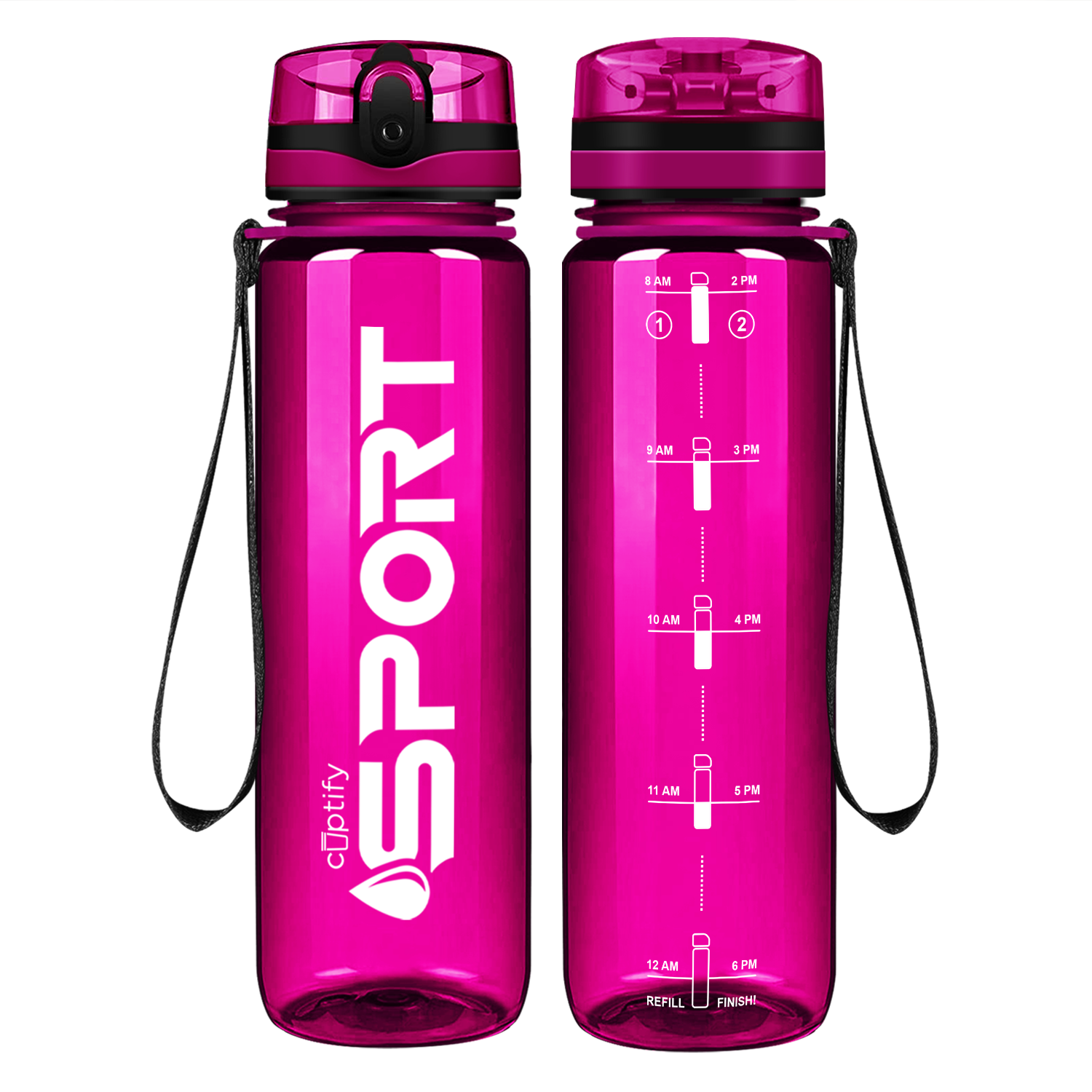Cuptify Fuschia with White Sport Water Bottle