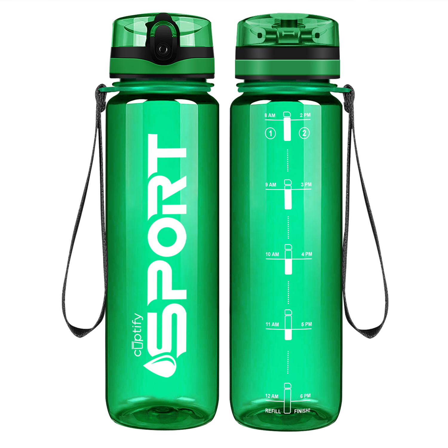 Cuptify Green with White Sport Water Bottle