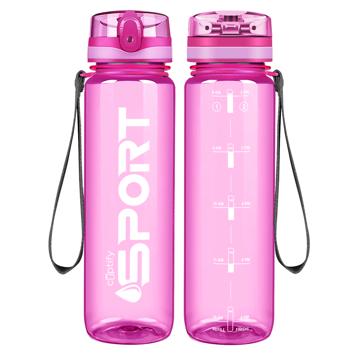 Cuptify Pink with White Sport Water Bottle