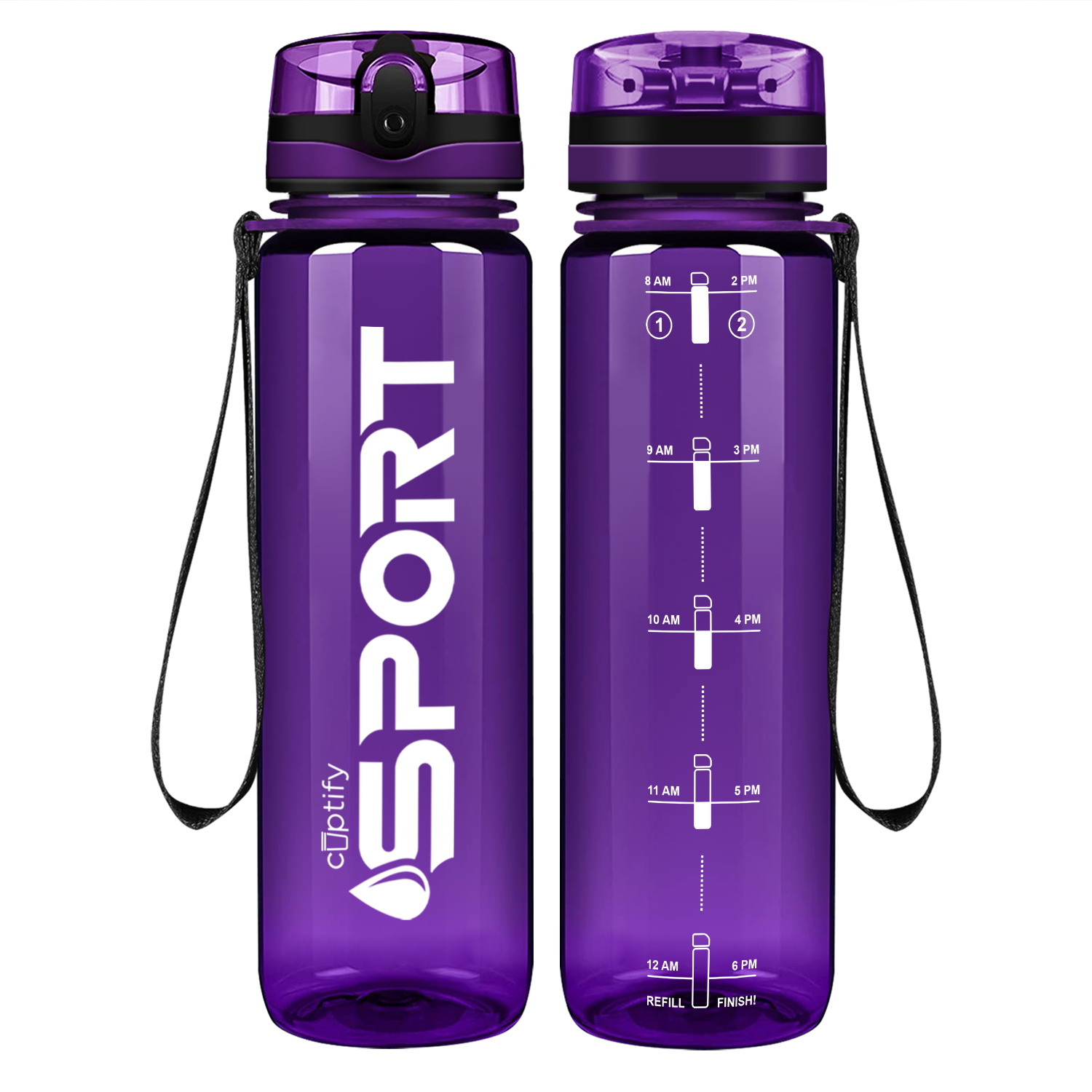 Cuptify Purple with White Sport Water Bottle