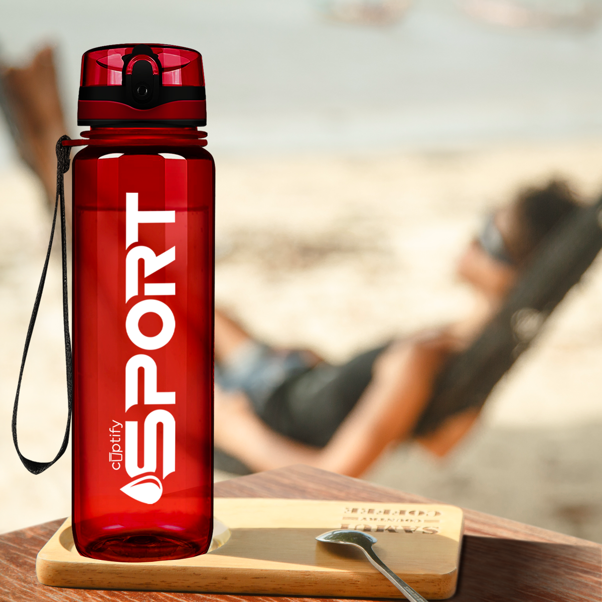 Red with White 32oz Tritan™ Sport Water Bottle