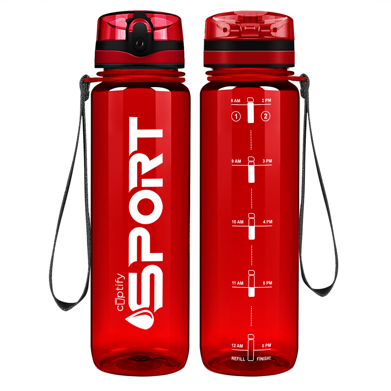 Cuptify Red with White Sport Water Bottle