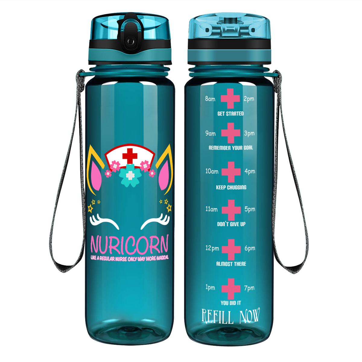Nuricorn Face on 32oz Motivational Nurse Water Bottle