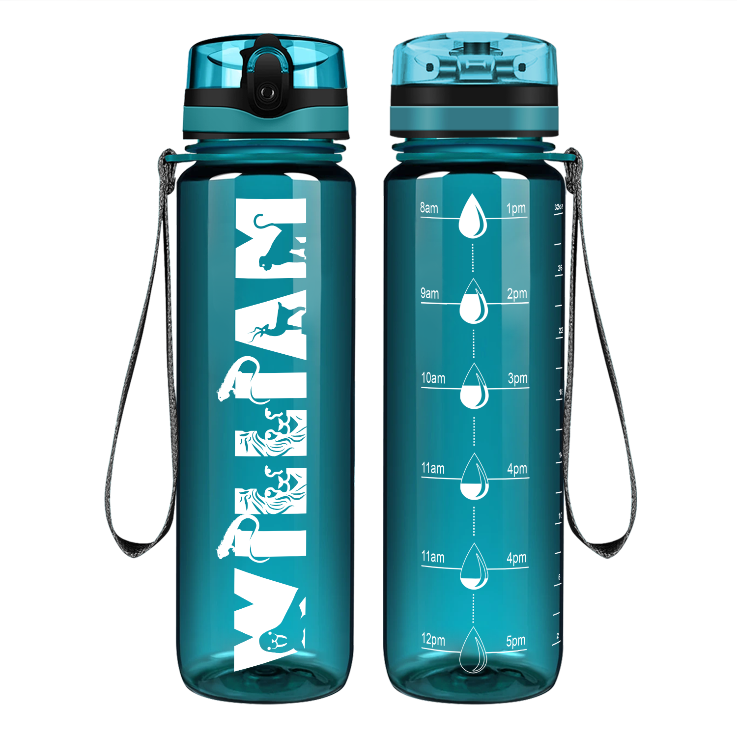 Cuptify Kids Personalized on Aqua Motivational Tracking Water Bottle